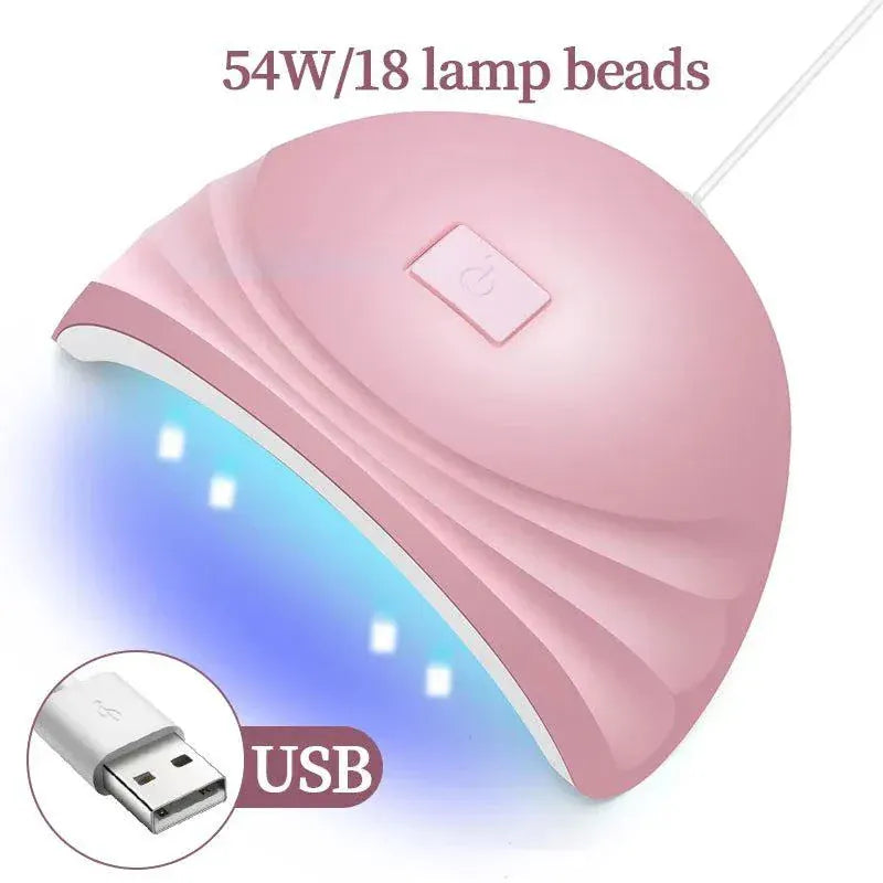 54W USB UV LED nail gel lamp with automatic sensor and compact design for fast curing