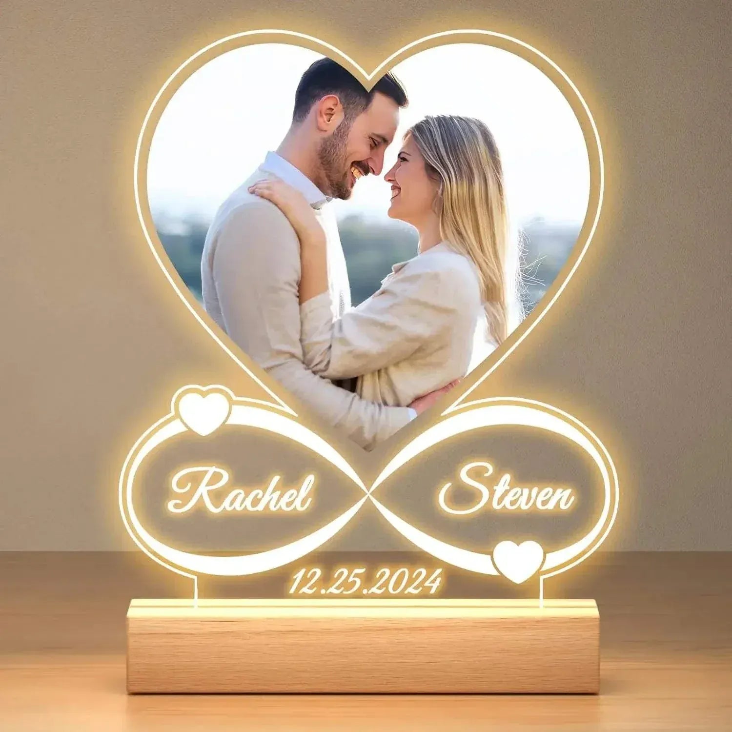 Personalized LED acrylic Custom Photo Love Frame with romantic picture for boyfriend Valentine's gift