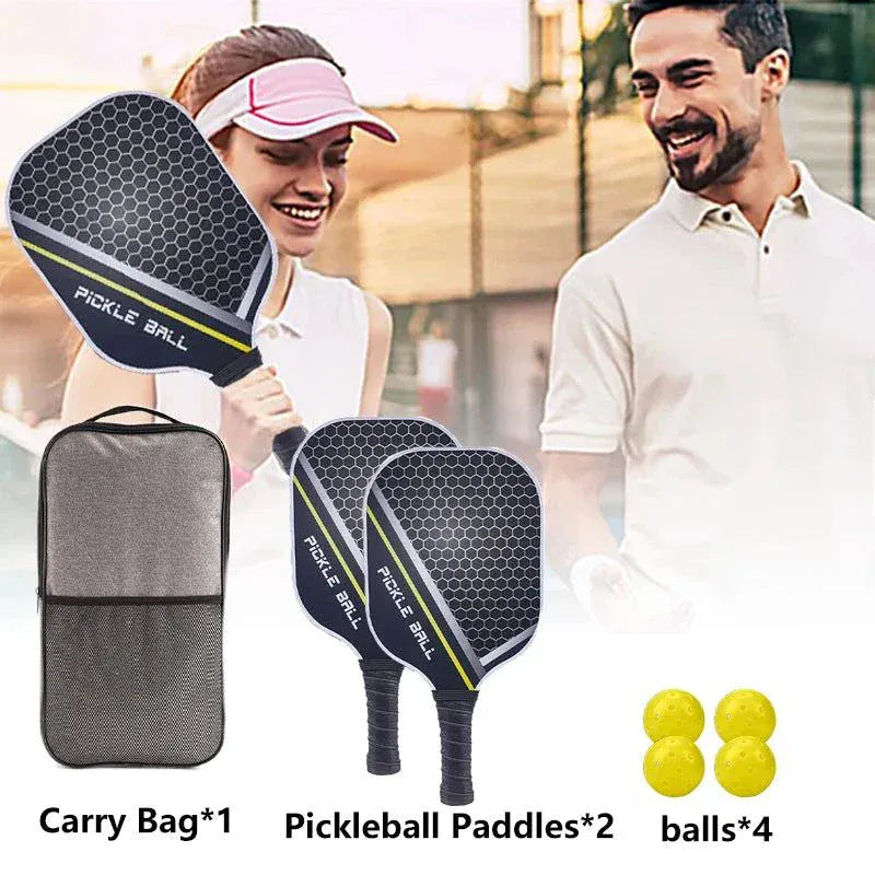 Pickleball Paddles Set of 2, Carbon Fiber Surface (CHS), Polypropylene Honeycomb Core, Anti-Slip Sweat-Absorbing Grip, 4 Pickleb