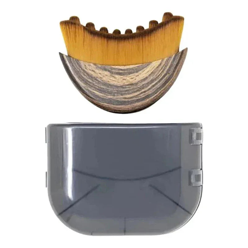 Portable dry facial brush with soft bristles for lymphatic massage and gentle exfoliation