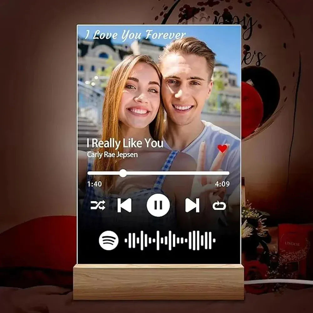 Personalized LED acrylic Custom Photo Love Frame with romantic photo and message for boyfriend Valentine's gift