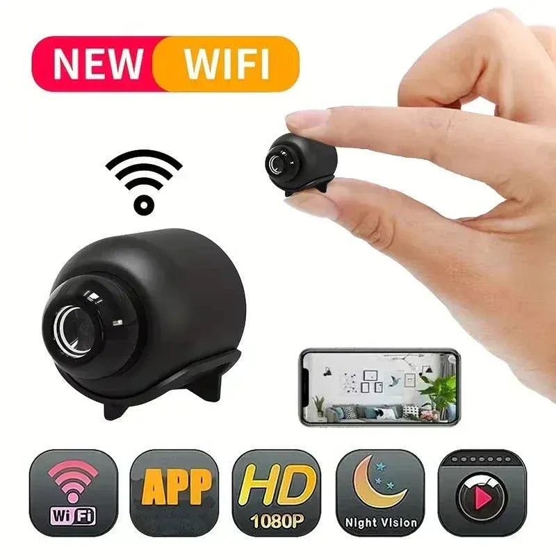 Mini Wireless 1080P security camera with night vision and motion detection for home and office surveillance