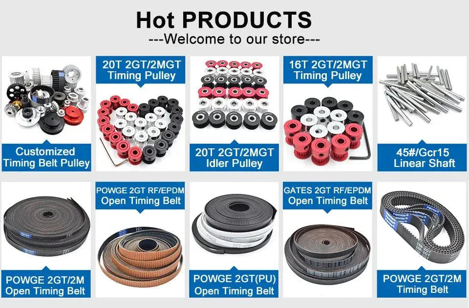 POWGE GT 2GT Timing Belt Pulley with shaft bearing for Creality Ender 3 3D printer motion kit