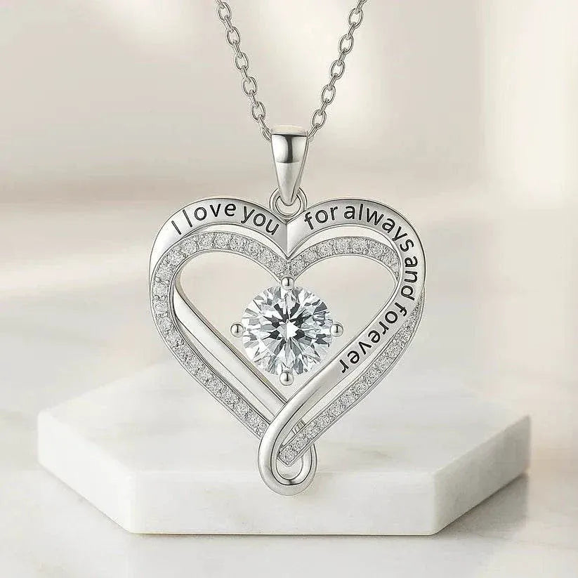 Heart shaped Necklace - Double Layered Heart Pendant Gift for Her.