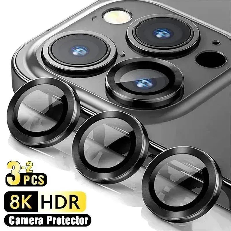 Metal Ring Camera Lens Protector – 2/3-Pcs Glass Cover for iPhone.