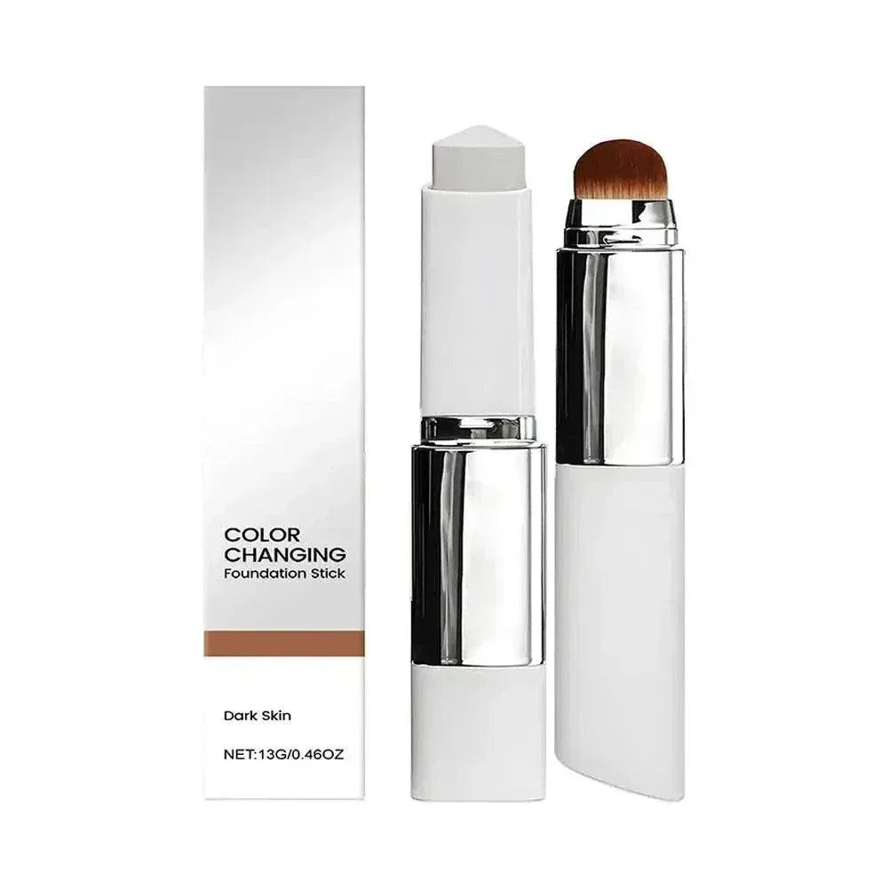 Two-in-one color-changing foundation stick by Teninoventures with hydrating, lightweight coverage and seamless skin tone blending