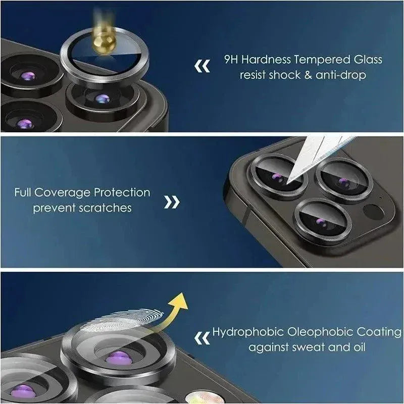 Metal Ring Camera Lens Protector – 2/3-Pcs Glass Cover for iPhone.