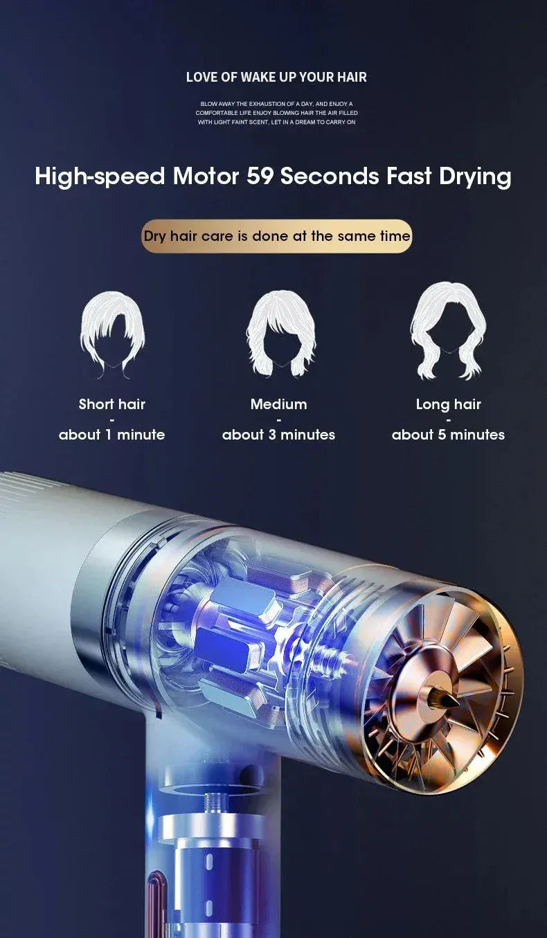 Professional ionic hair dryer by Teninoventures with fast drying, anti-frizz technology, and ergonomic design for all hair types