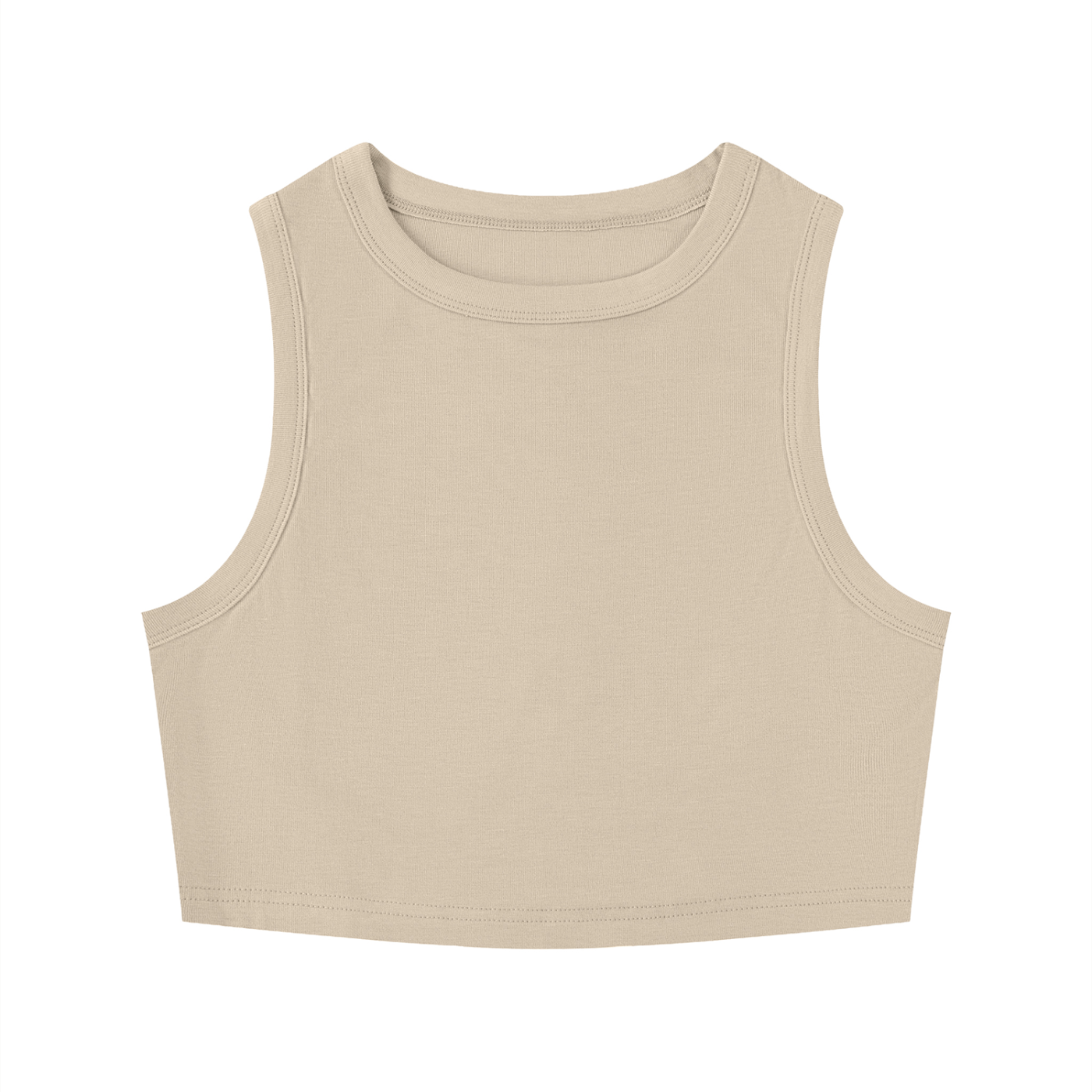 Women’s tight crewneck crop tank top sleeveless ribbed bodycon tee in solid color