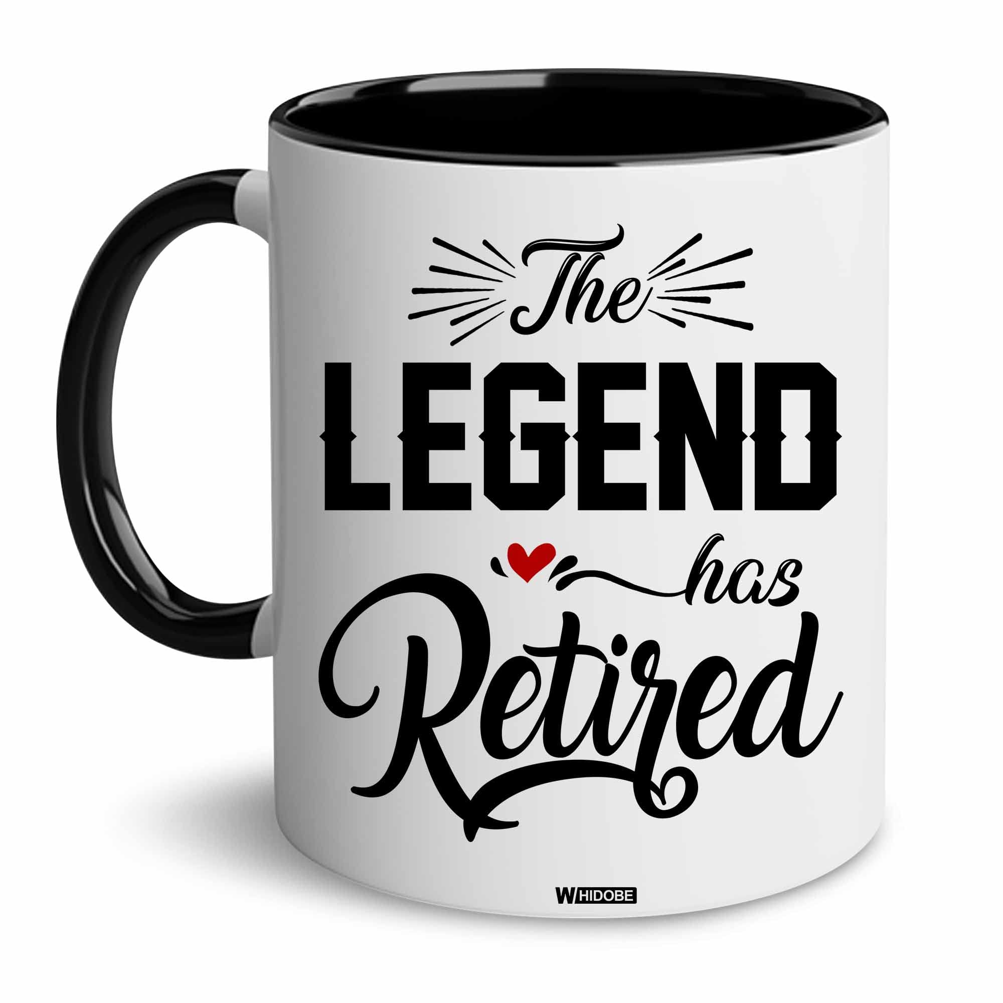 Retirement Legend 11oz Coffee Mug with bold celebratory design and sturdy ceramic build for daily use