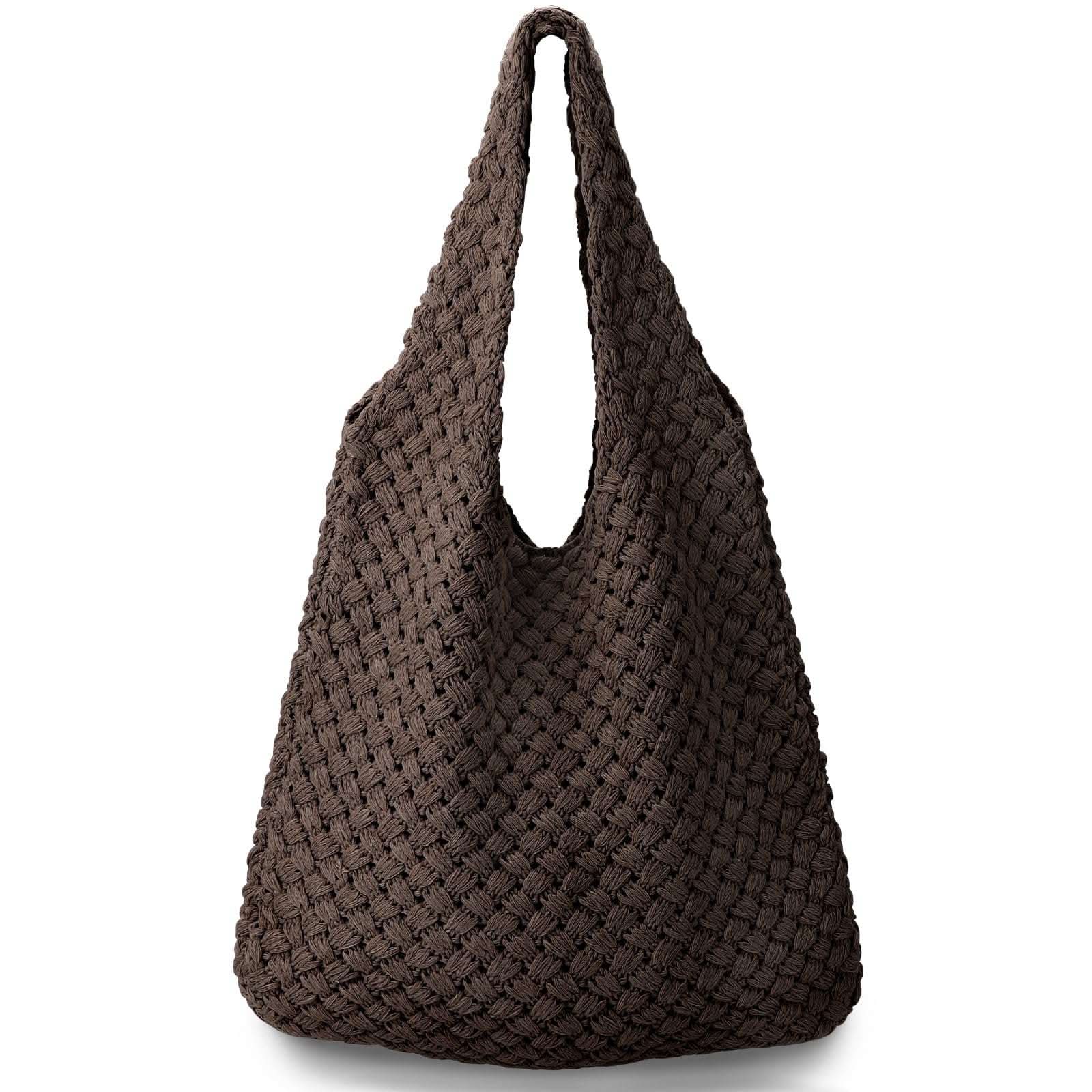 Boho Chic Crochet Tote Bag with delicate handmade crochet design for casual and beach use