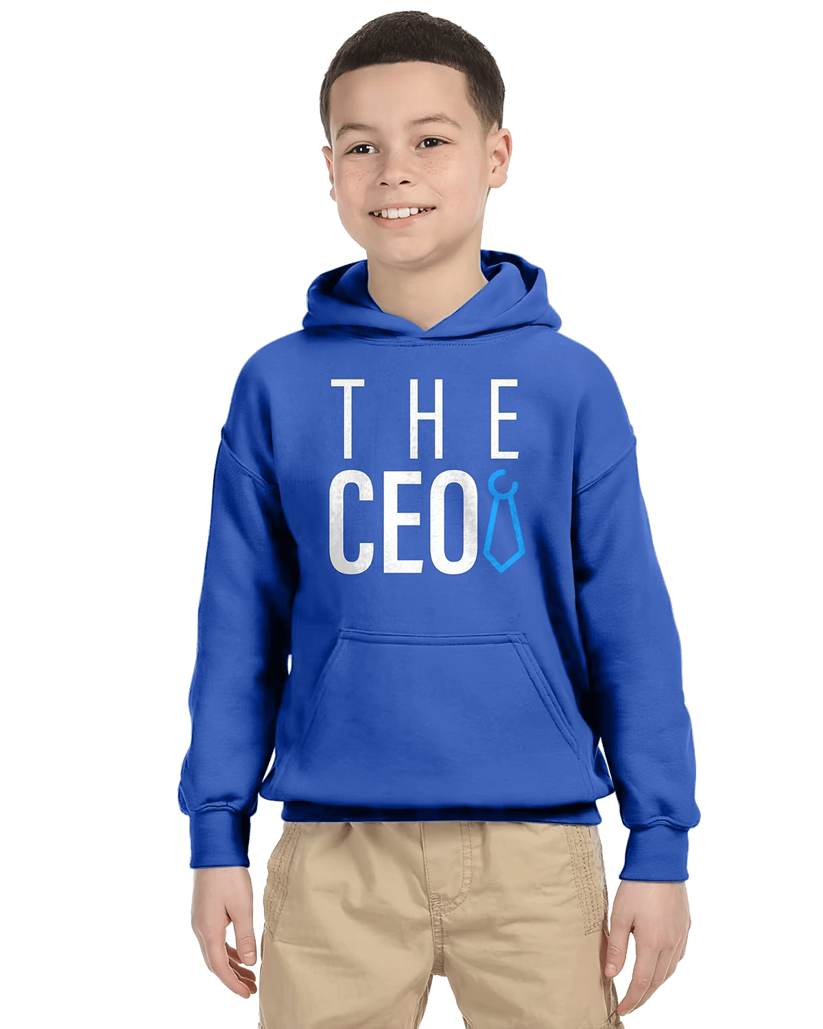 The CEO Unisex Kids Hoodie soft spun yarn cozy double-lined hood durable stitching stretchy ribbed cuffs classic fit