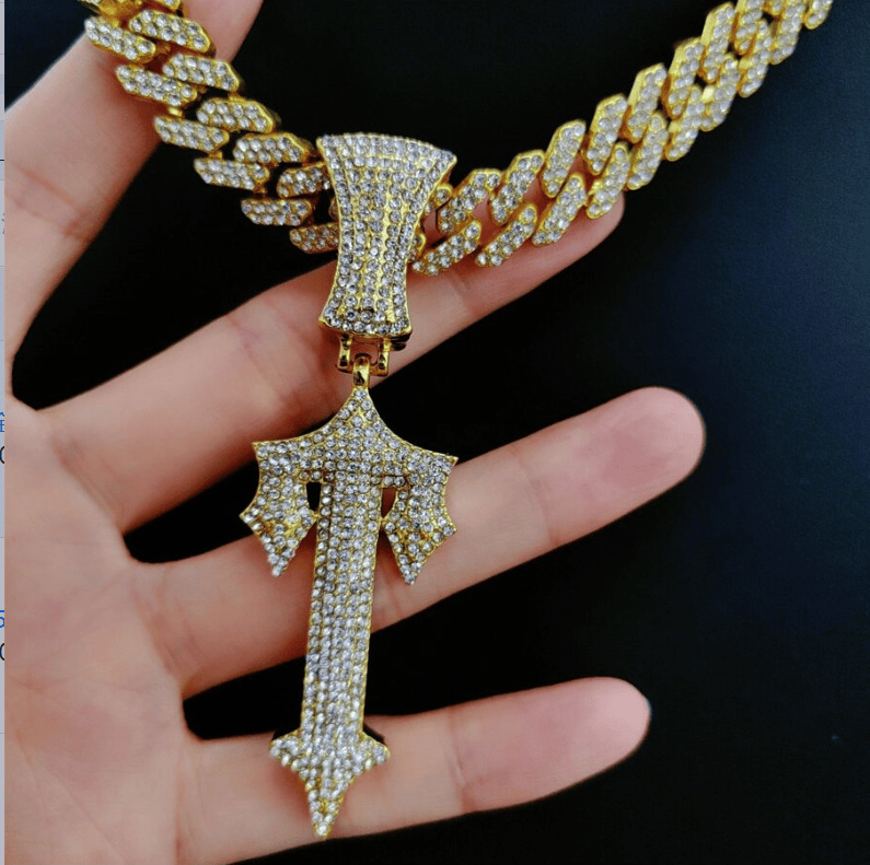 Mens Sword Pendant necklace with detailed sword design on black chain