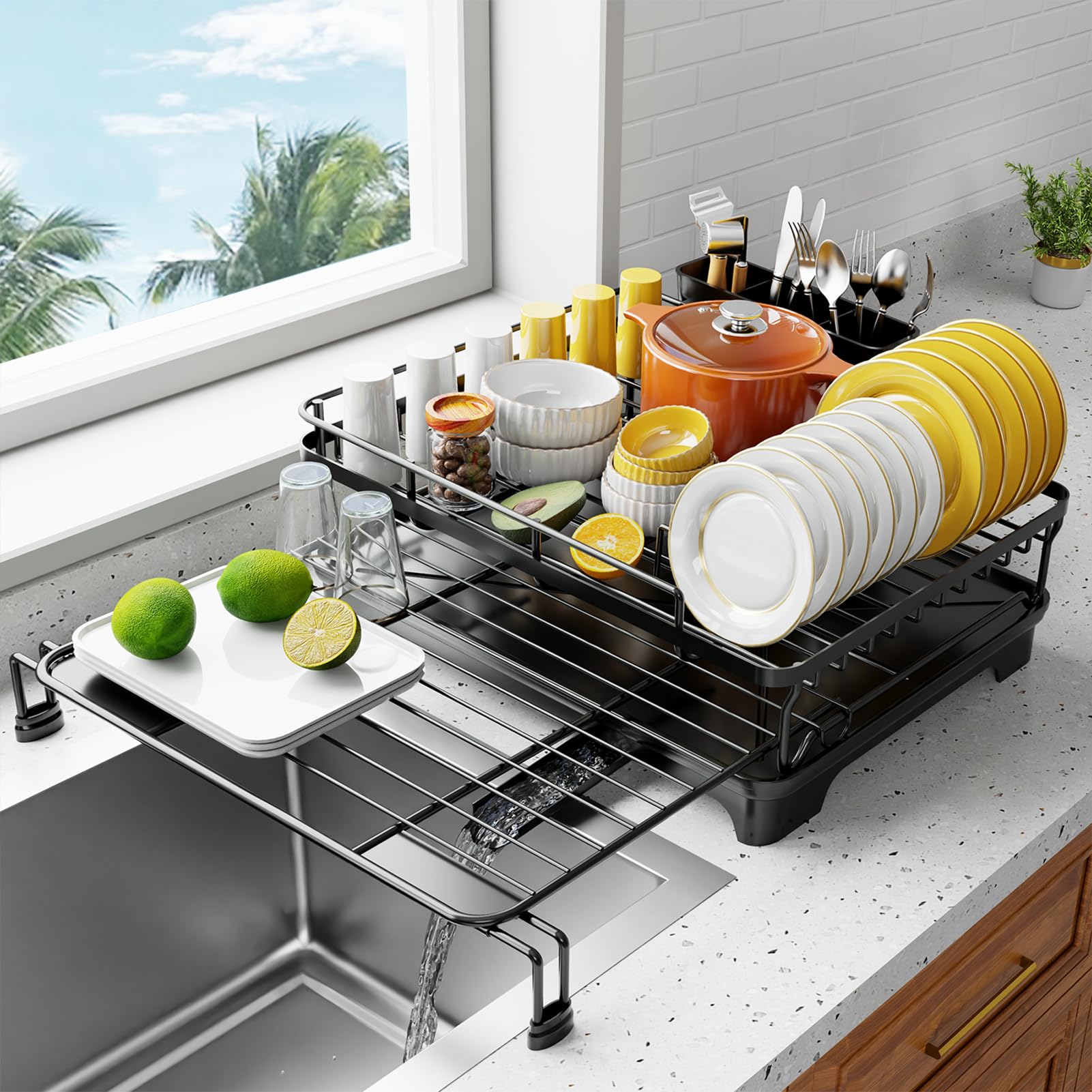 Large Over-the-Sink Dish Rack with Drainer