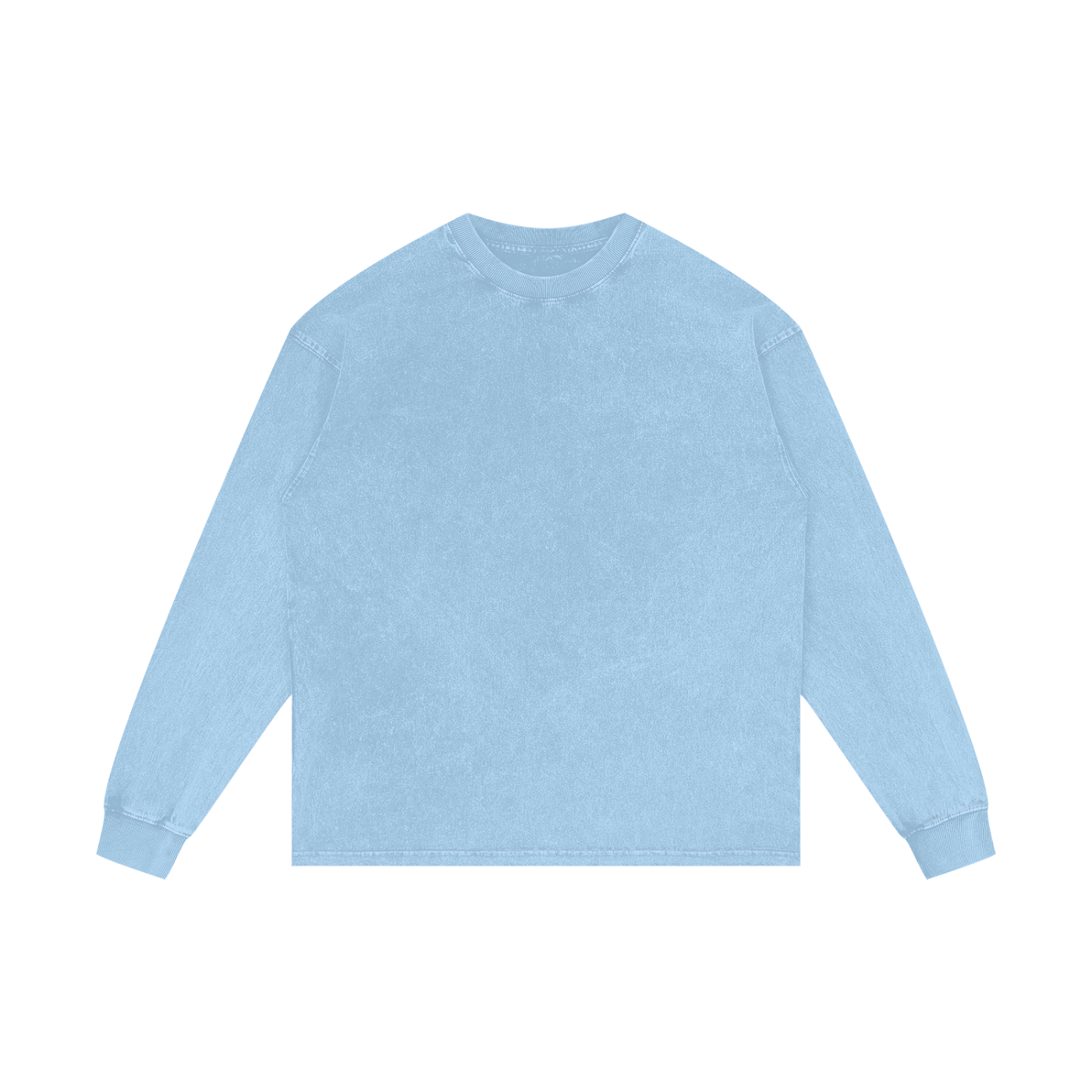 Unisex acid wash oversized long sleeve cotton t-shirt with personalized customizable print area and vintage style