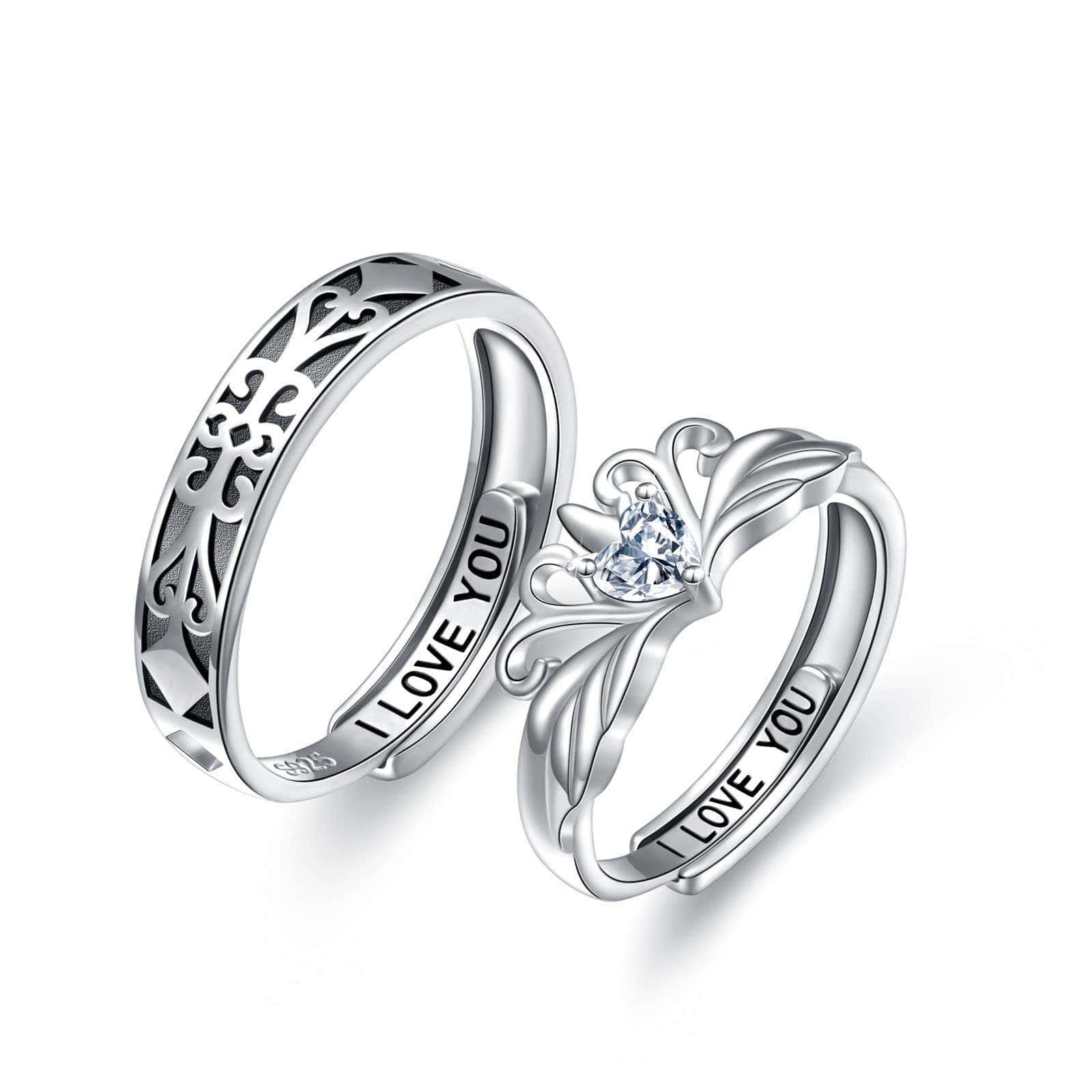Pair of elegant Sterling LoveBond Rings symbolizing love and unity for couples