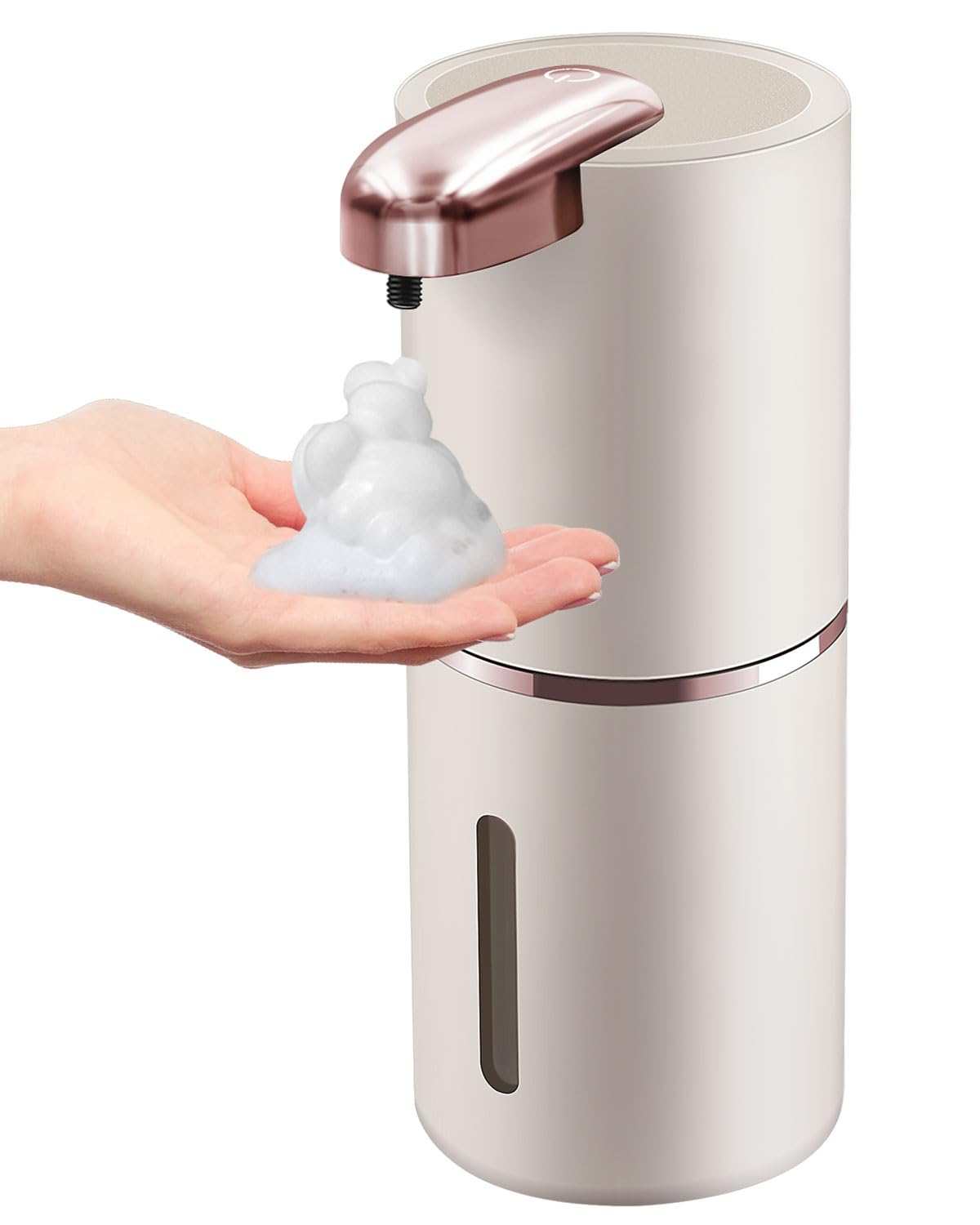 Automatic foaming soap dispenser with touchless infrared sensor, adjustable foam levels, USB rechargeable, and waterproof design for hygienic handwashing.