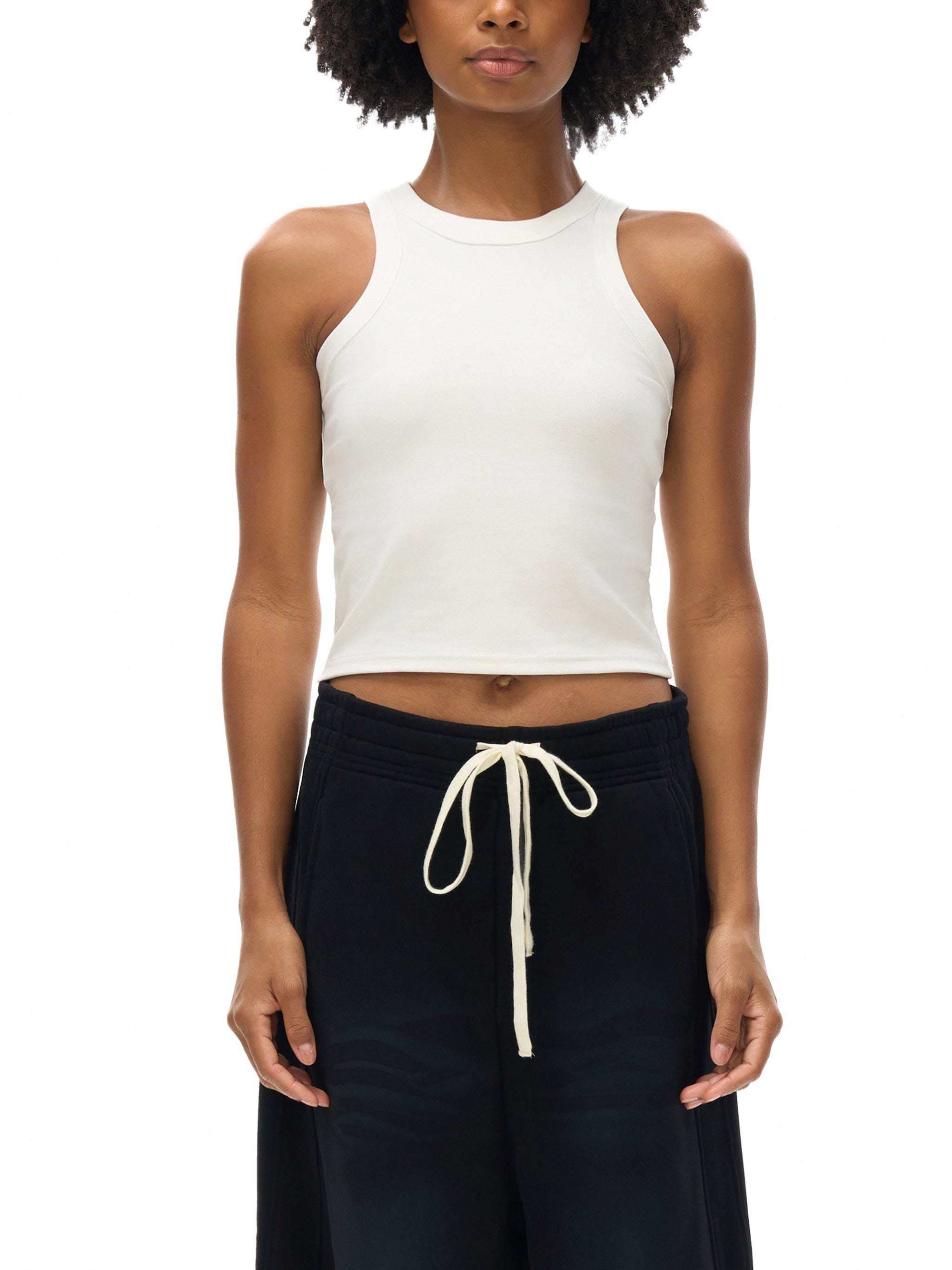 Women's snow washed crop tank top with fitted bodycon style and vintage look