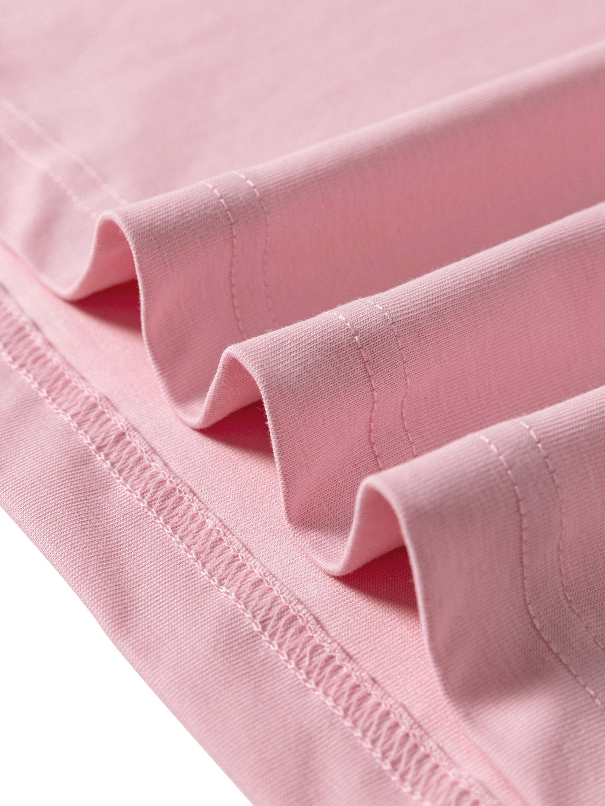 Close-up of pink Essential Sorona Boxy T-Shirt fabric and stitching detail