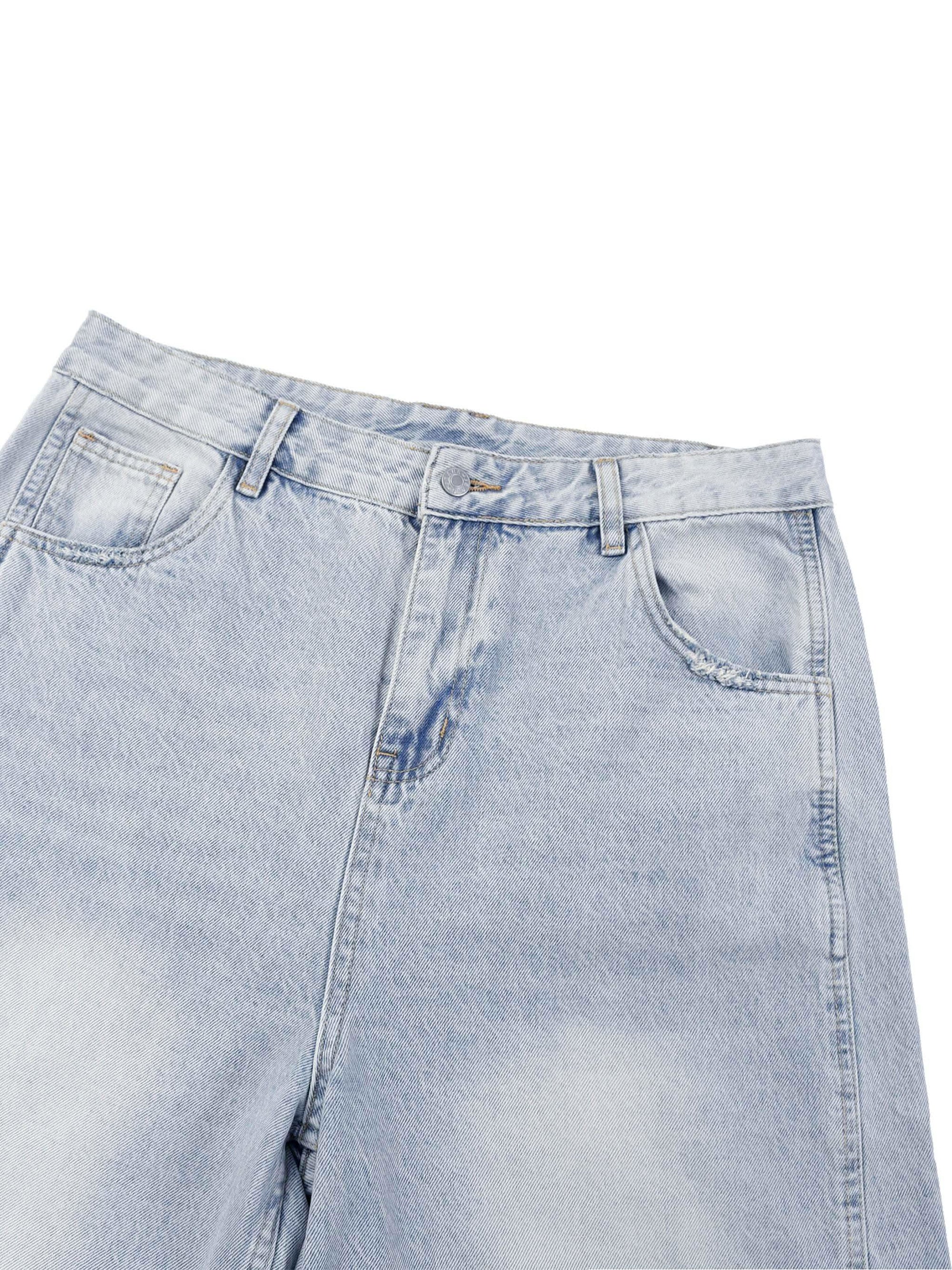 Men's vintage wash sunfade barrel leg jeans with relaxed fit and frayed details