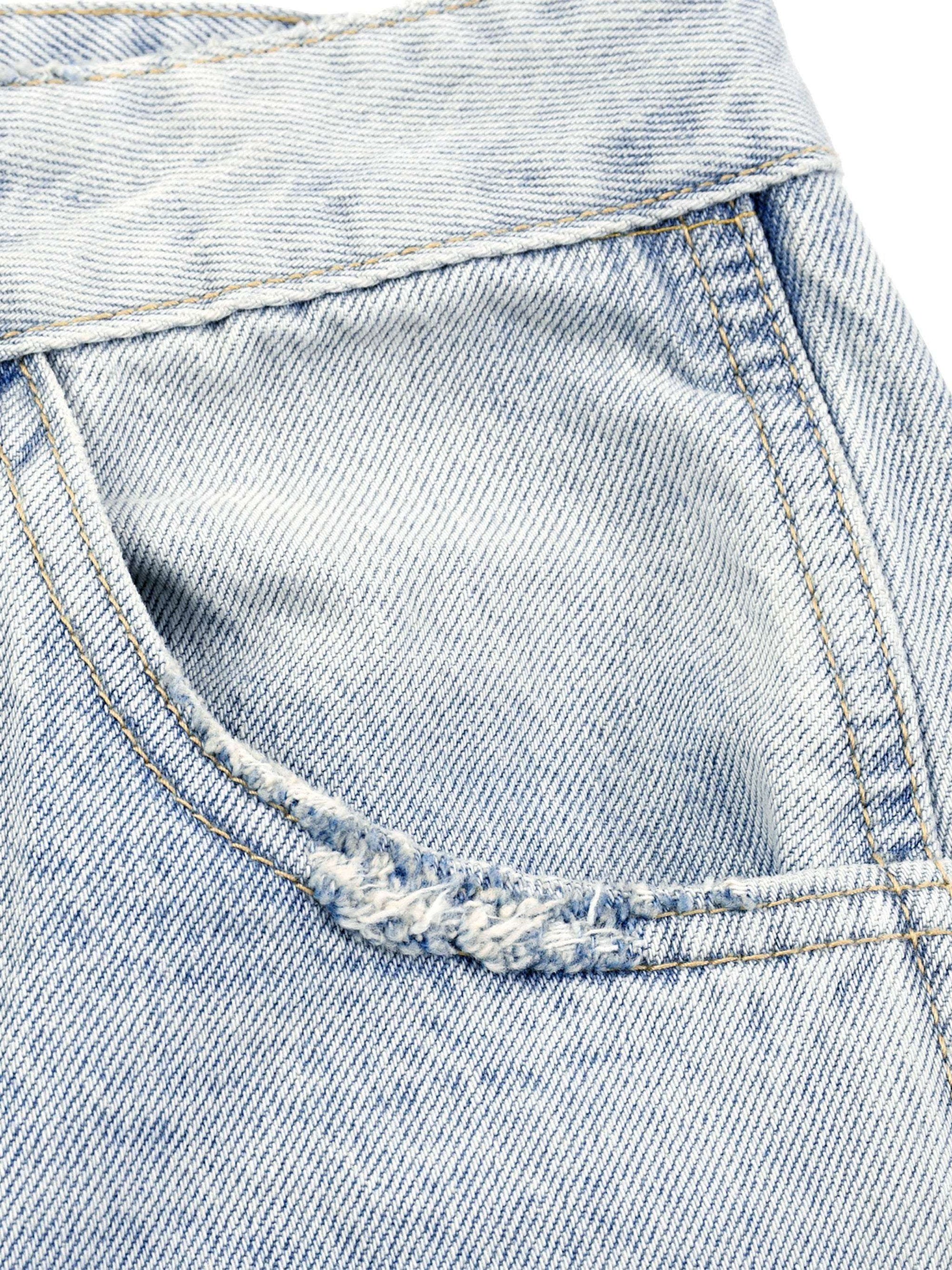 Men's vintage wash Sunfade barrel leg jeans with relaxed fit and frayed details