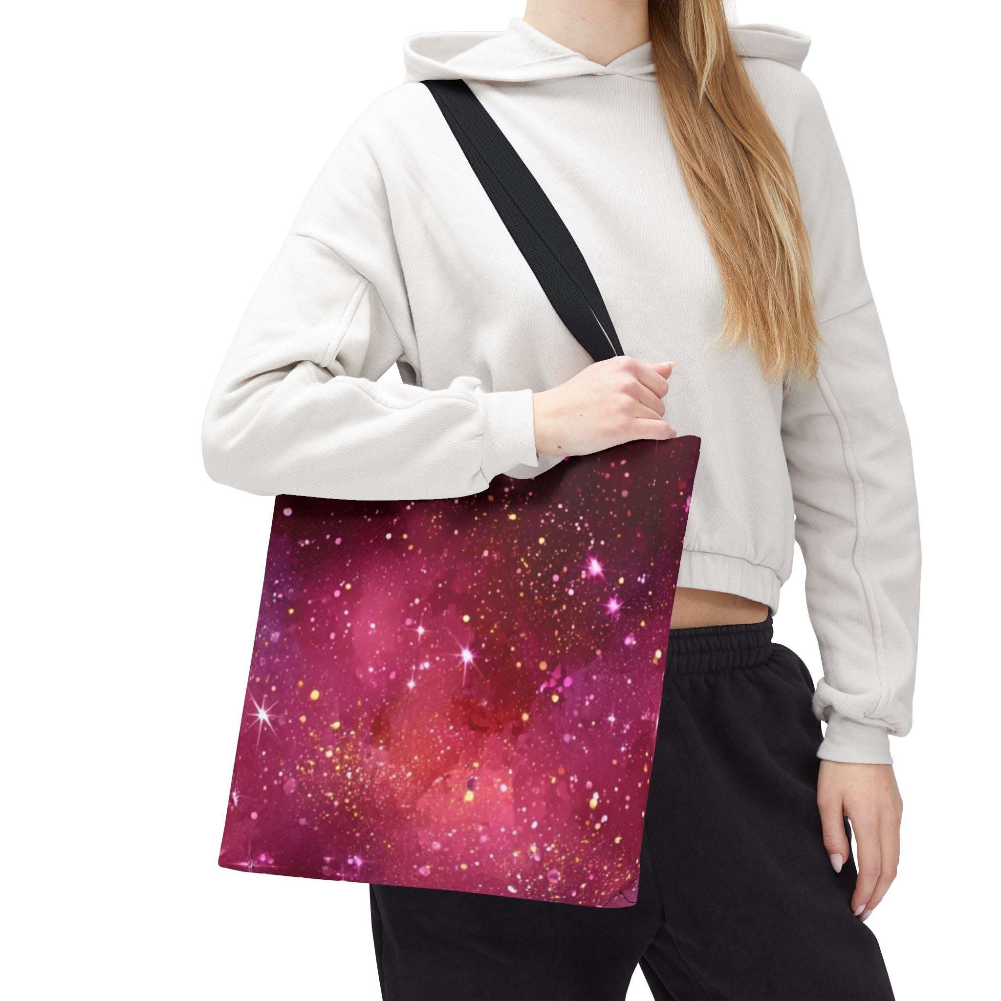 Bratcore Glittery Pink Polyester Tote Bag - Durable Statement - TeninoVentures