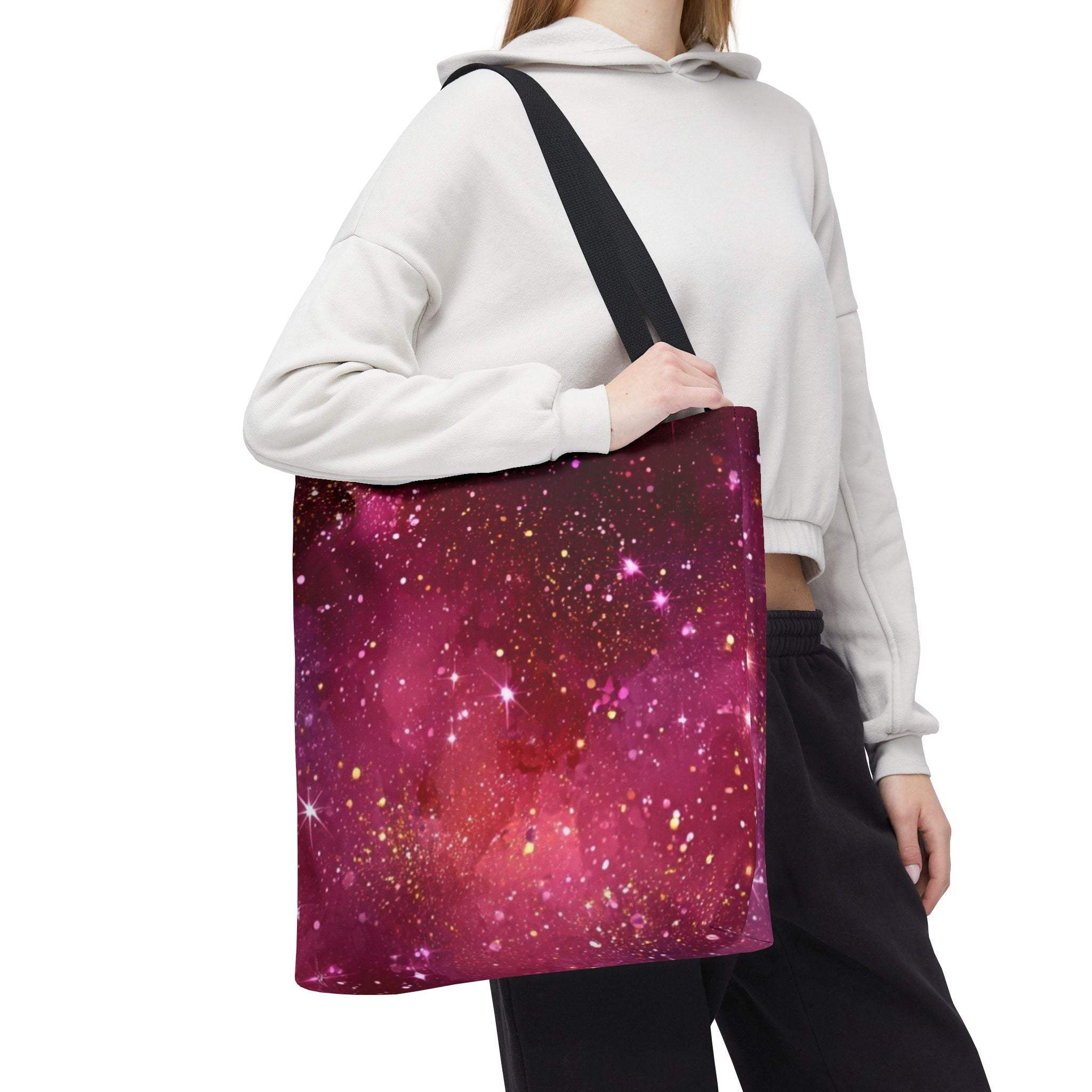 Bratcore Glittery Pink Polyester Tote Bag - Durable Statement - TeninoVentures