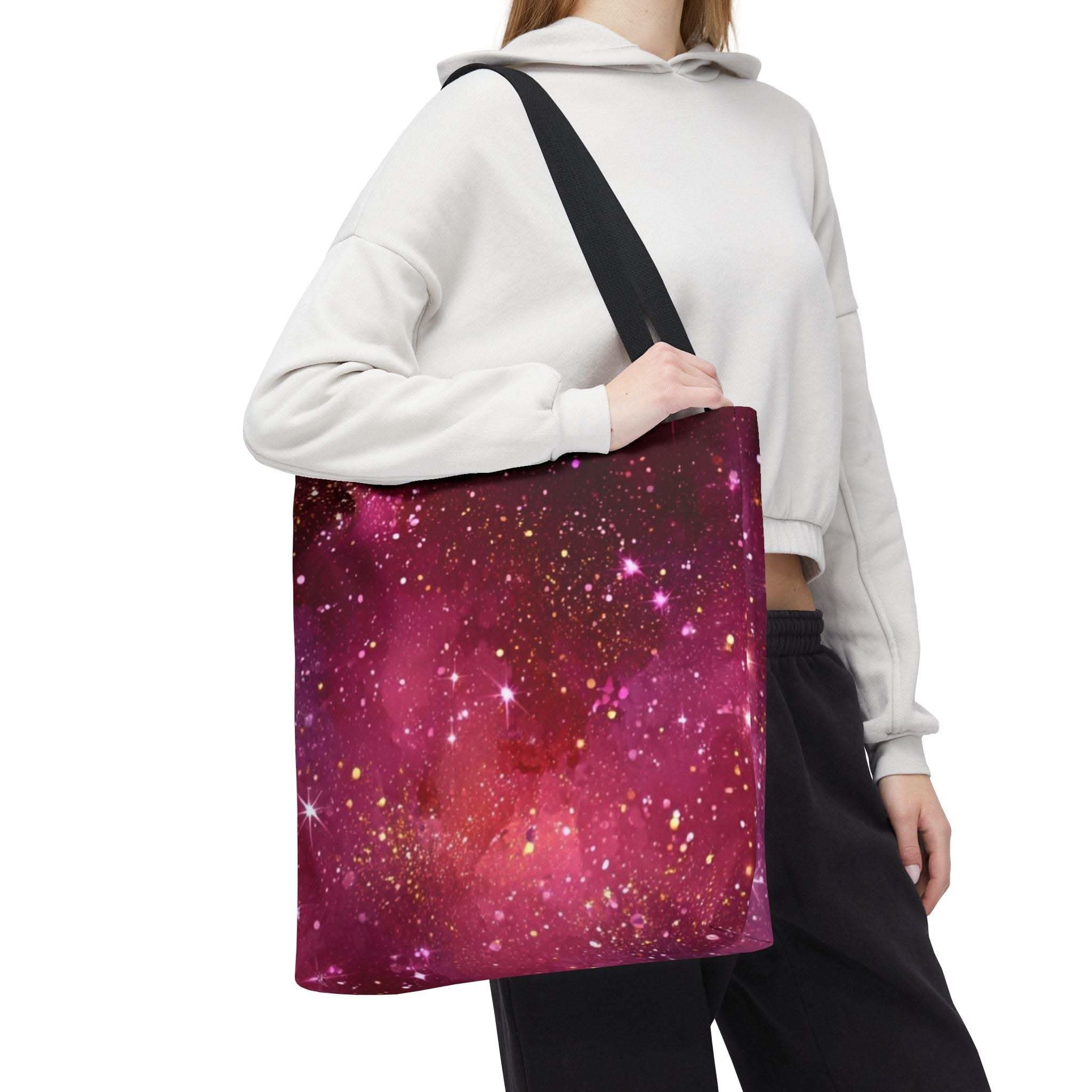 Bratcore Glittery Pink Polyester Tote Bag - Durable Statement - TeninoVentures