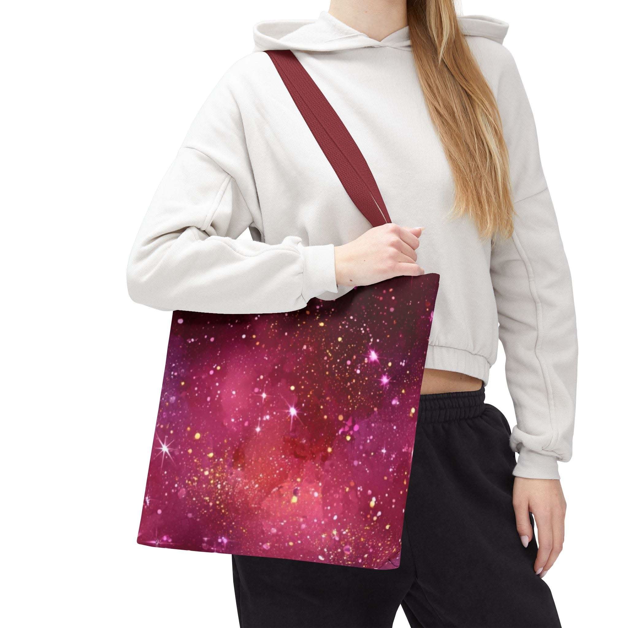 Bratcore Glittery Pink Polyester Tote Bag - Durable Statement - TeninoVentures