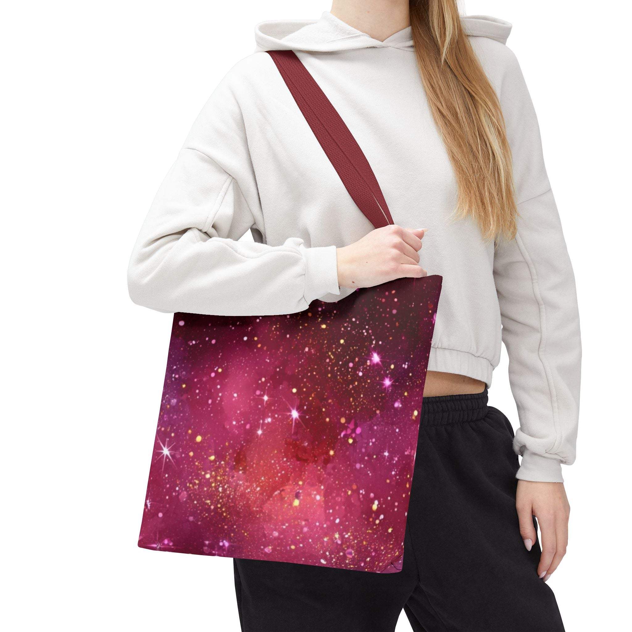 Bratcore Glittery Pink Polyester Tote Bag - Durable Statement - TeninoVentures