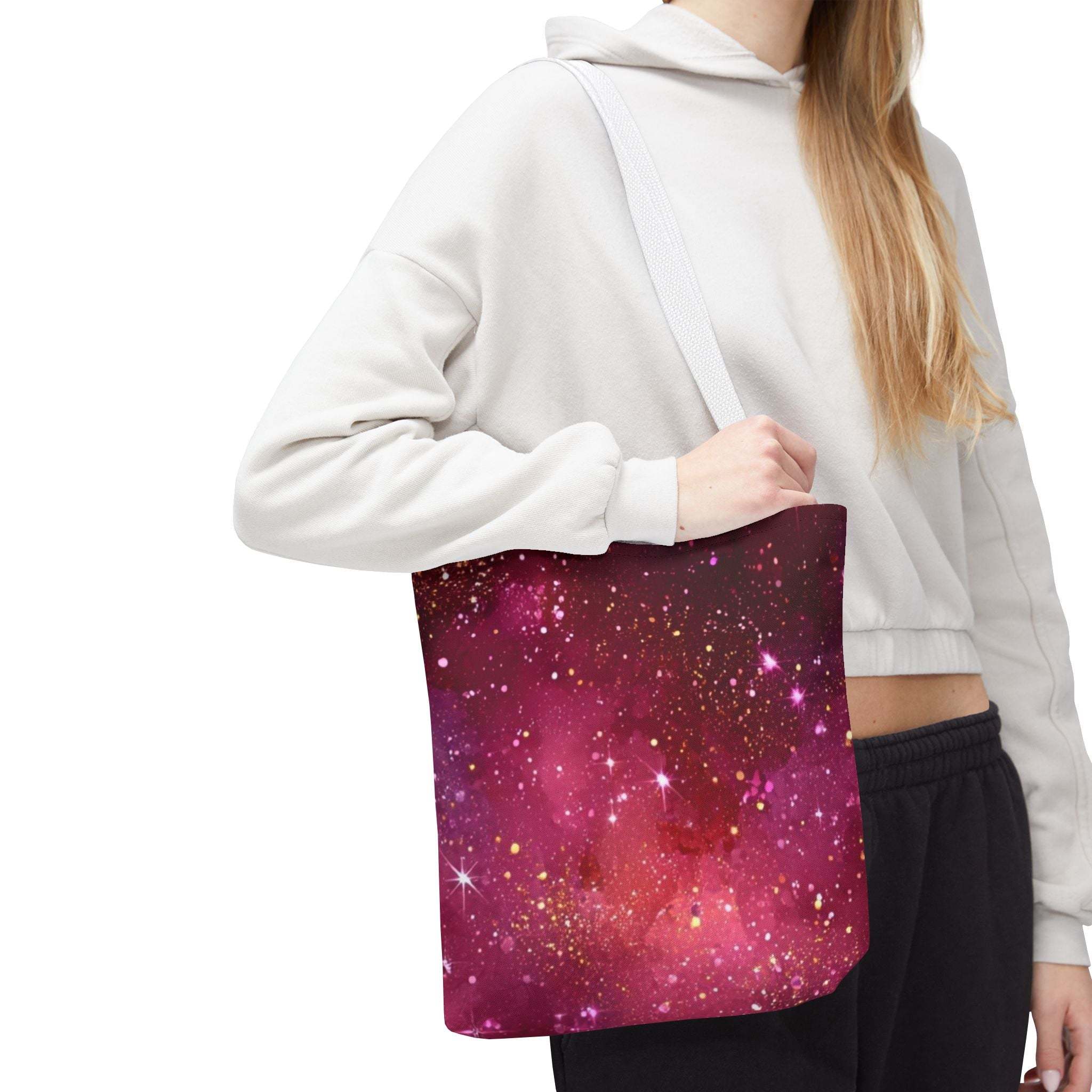 Bratcore Glittery Pink Polyester Tote Bag - Durable Statement - TeninoVentures
