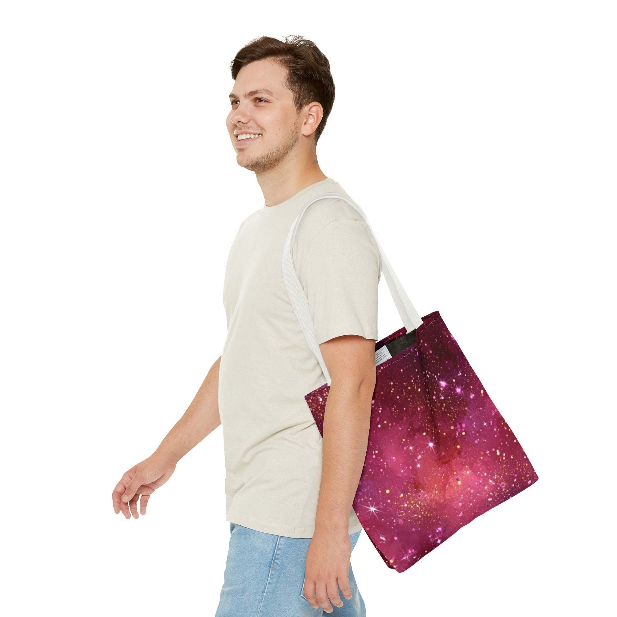 Bratcore Glittery Pink Polyester Tote Bag - Durable Statement - TeninoVentures