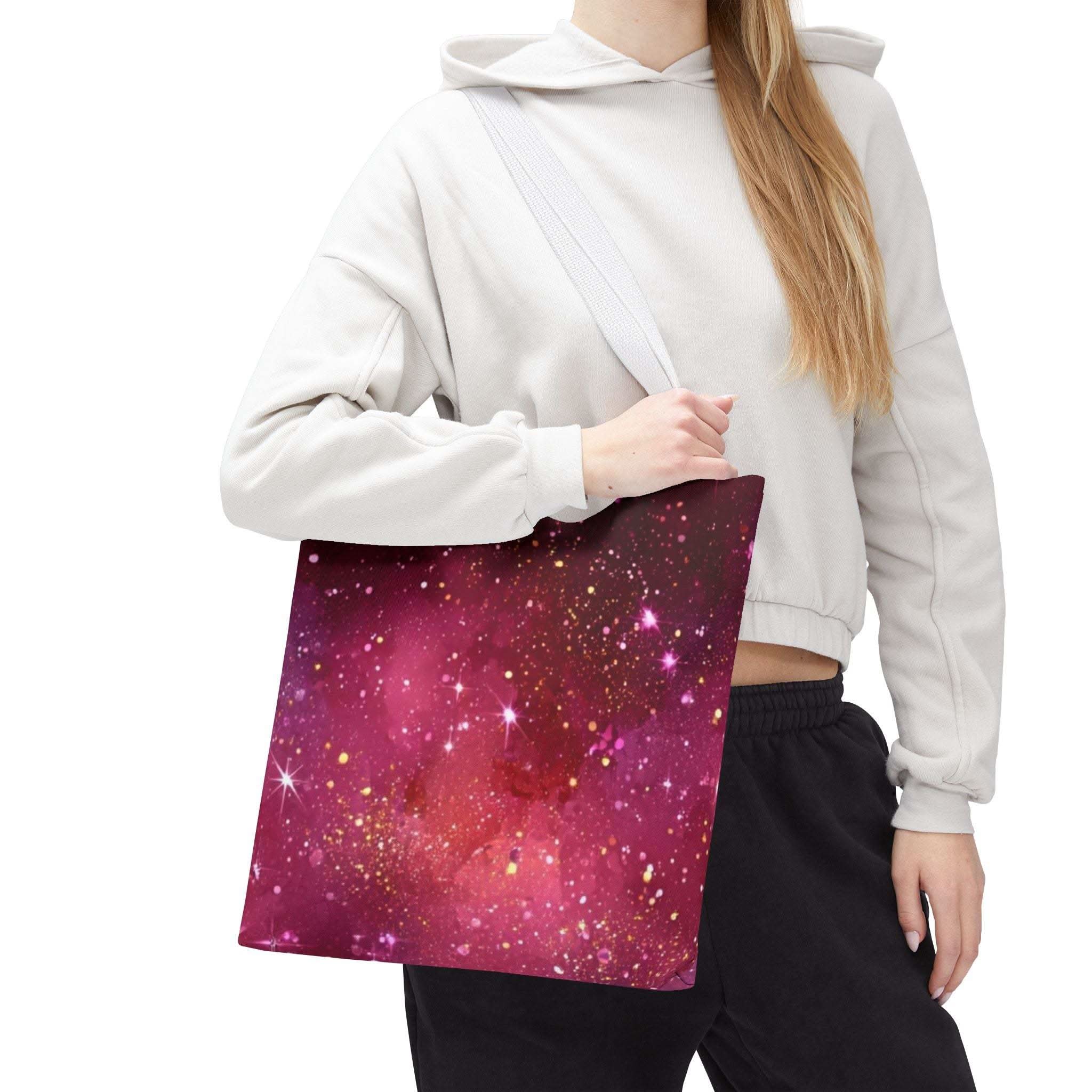 Bratcore Glittery Pink Polyester Tote Bag - Durable Statement - TeninoVentures