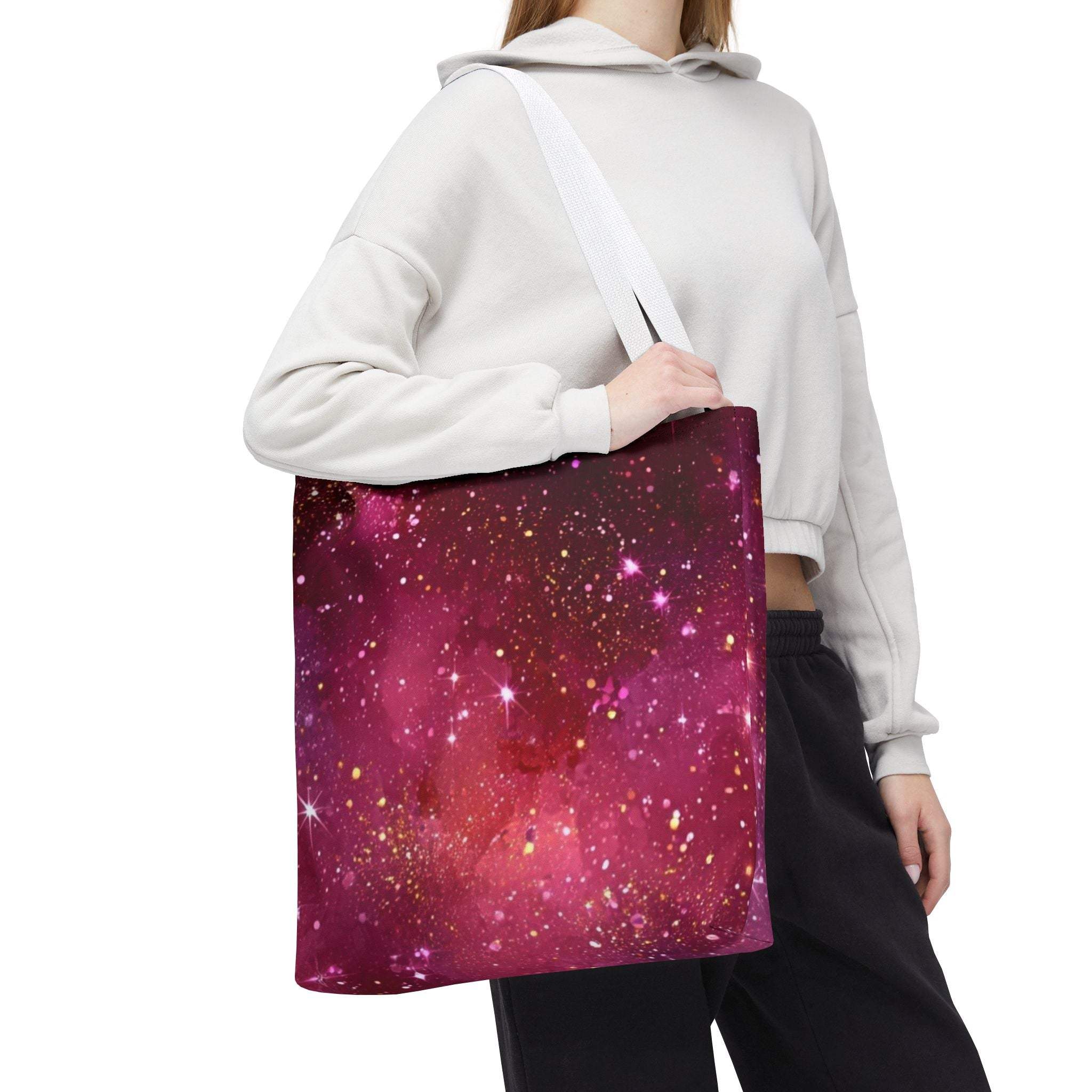 Bratcore Glittery Pink Polyester Tote Bag - Durable Statement - TeninoVentures