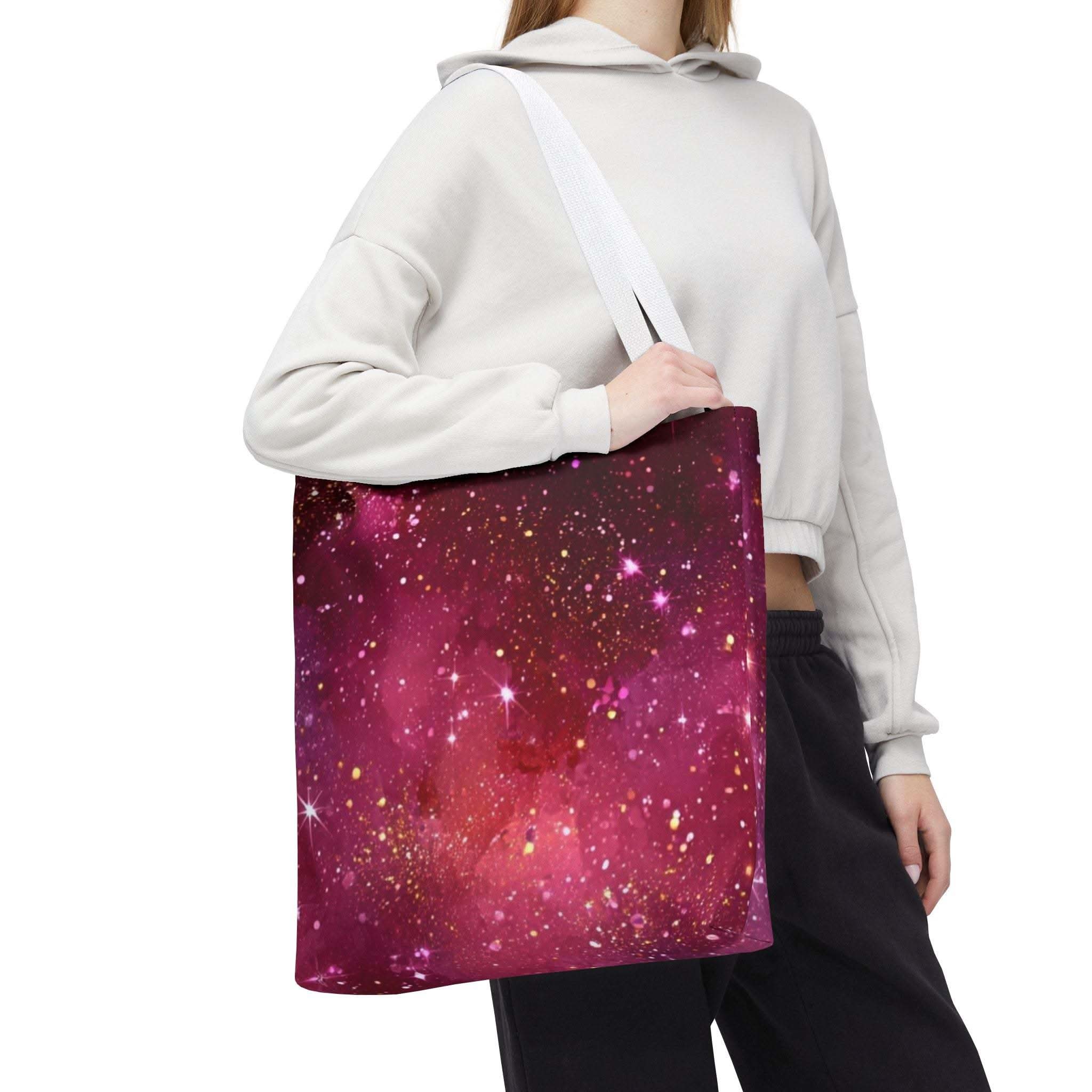 Bratcore Glittery Pink Polyester Tote Bag - Durable Statement - TeninoVentures