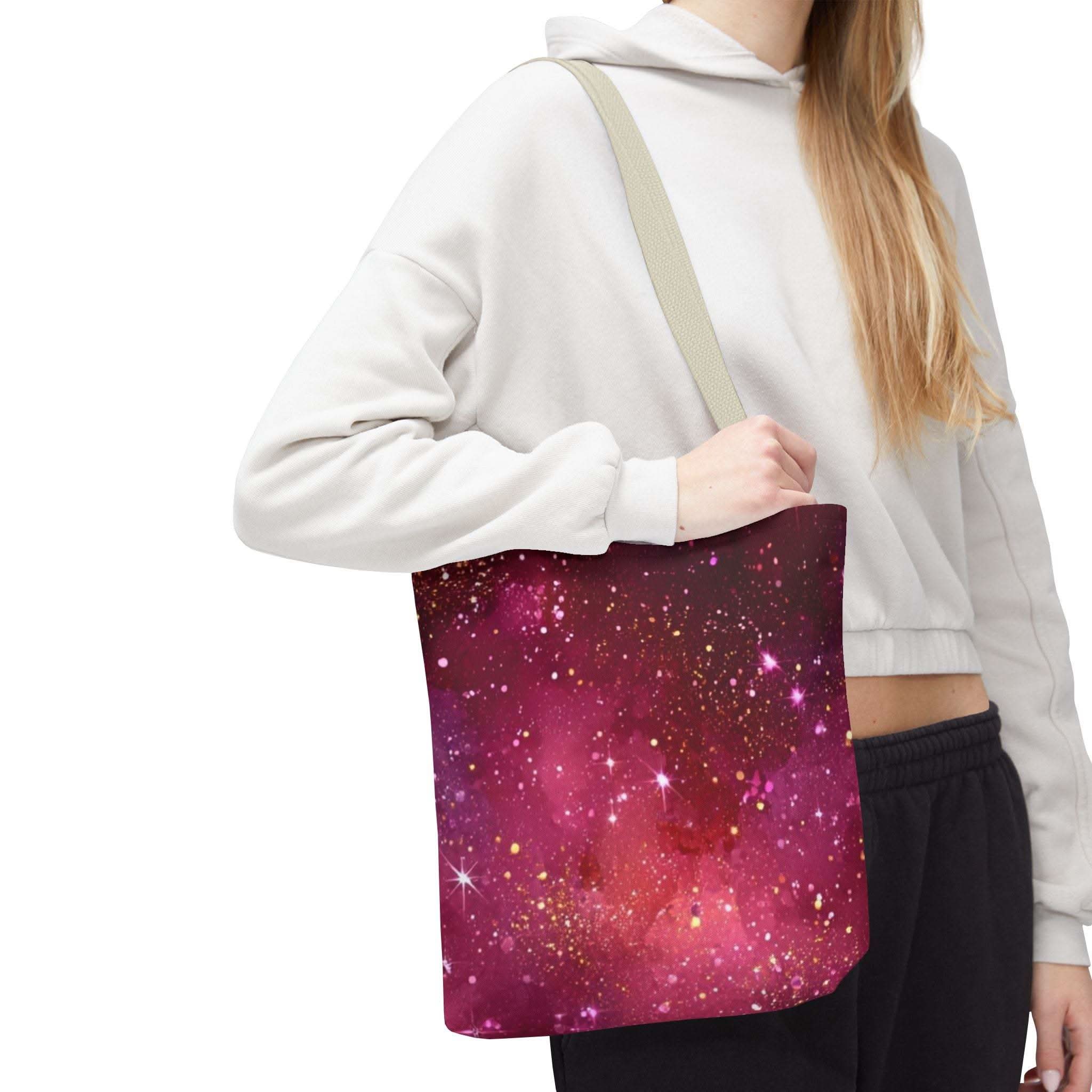 Bratcore Glittery Pink Polyester Tote Bag - Durable Statement - TeninoVentures