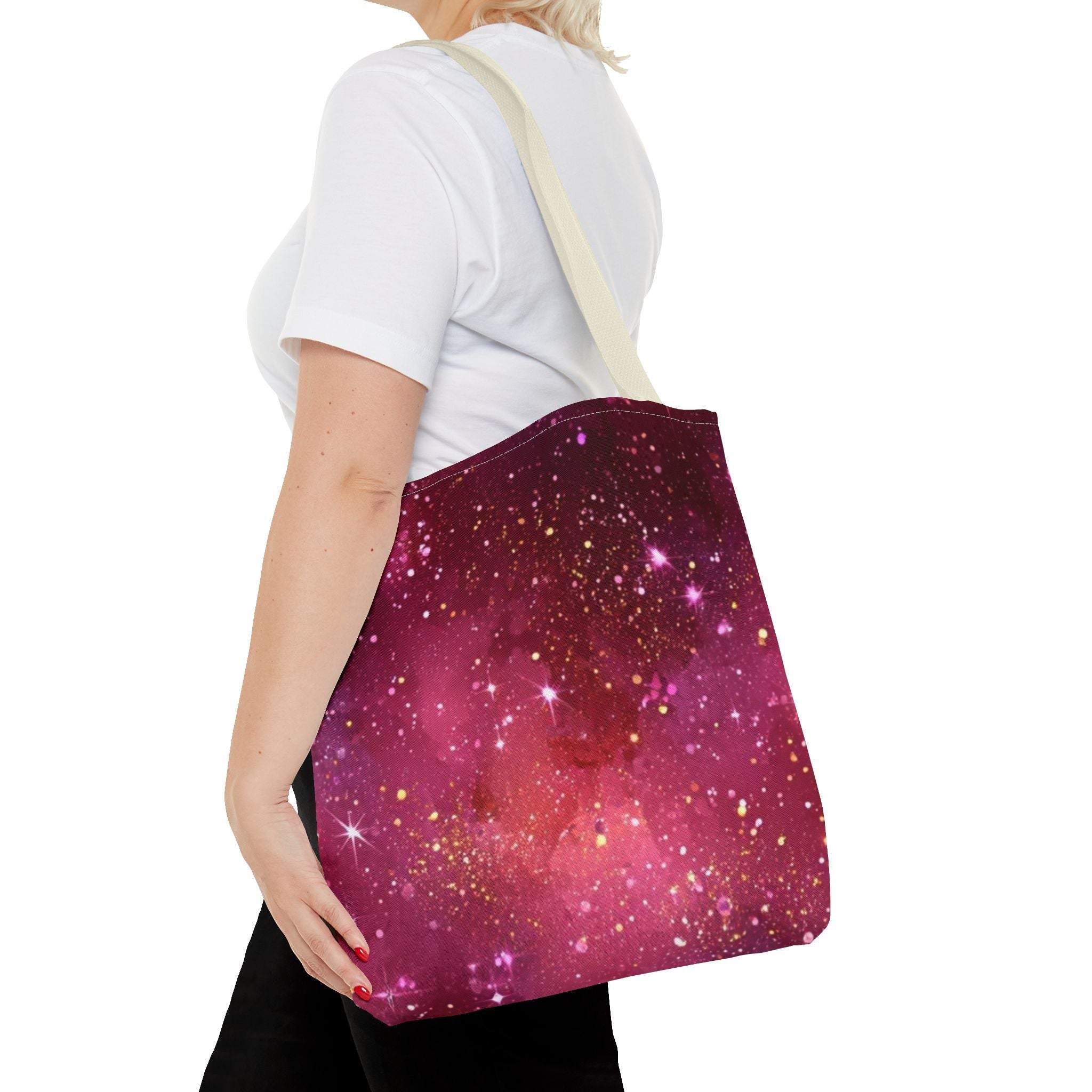 Bratcore Glittery Pink Polyester Tote Bag - Durable Statement - TeninoVentures