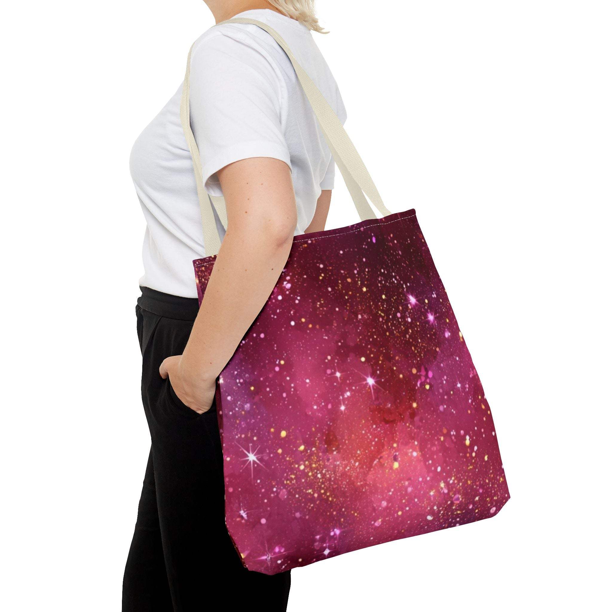 Bratcore Glittery Pink Polyester Tote Bag - Durable Statement - TeninoVentures
