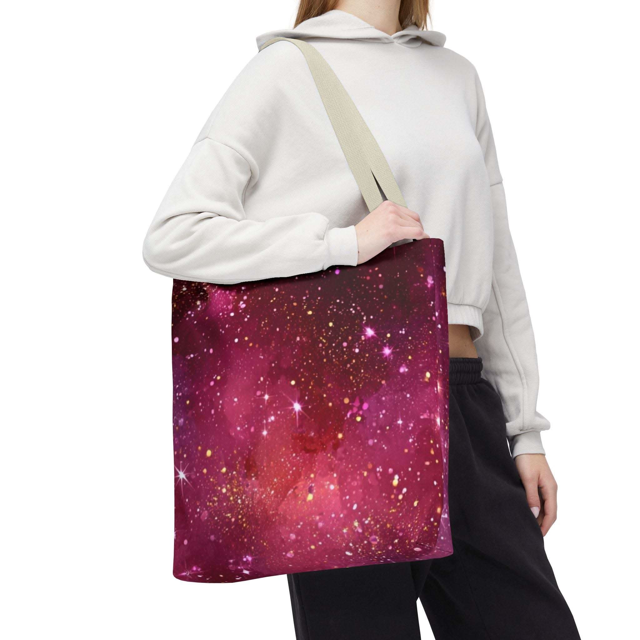 Bratcore Glittery Pink Polyester Tote Bag - Durable Statement - TeninoVentures