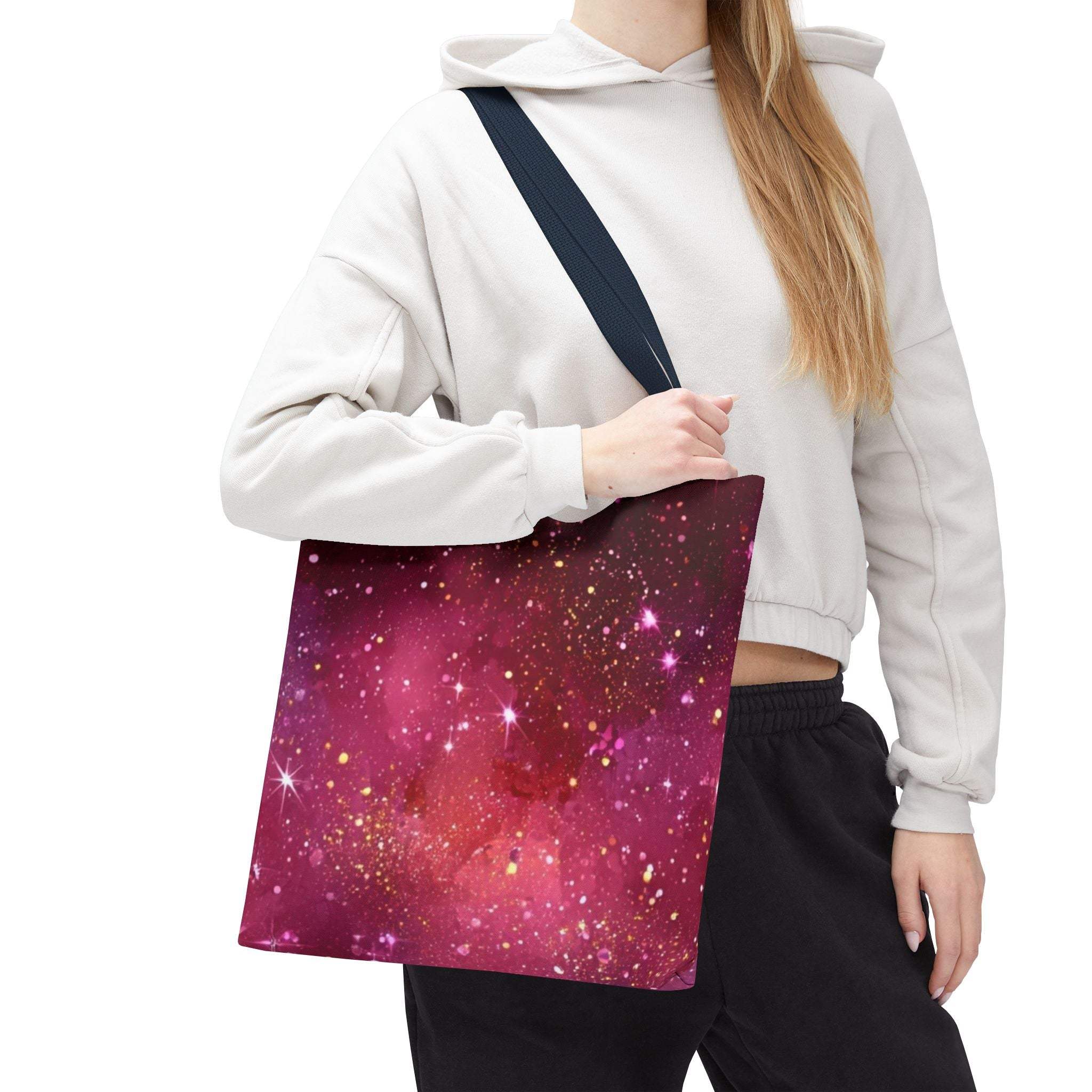 Bratcore Glittery Pink Polyester Tote Bag - Durable Statement - TeninoVentures