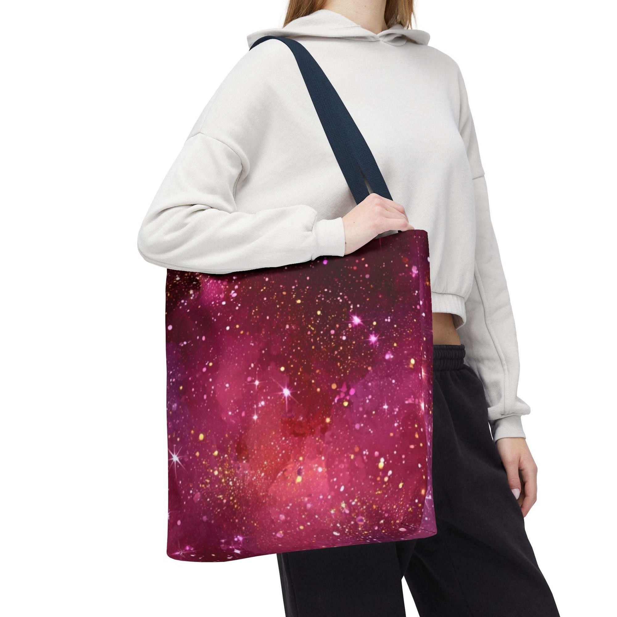 Bratcore Glittery Pink Polyester Tote Bag - Durable Statement - TeninoVentures