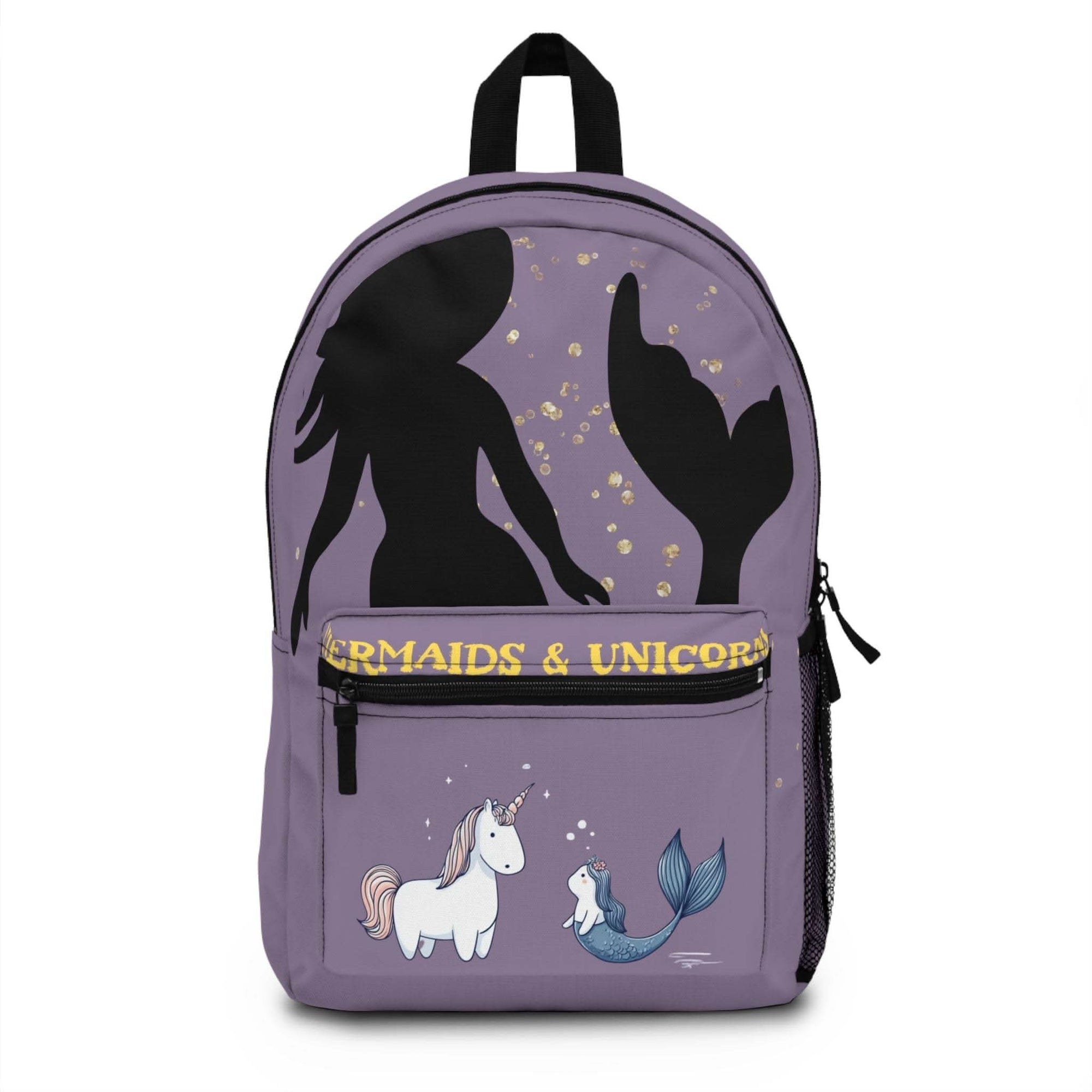 Colorful mermaid unicorn school bookbag with padded straps and multiple compartments for kids