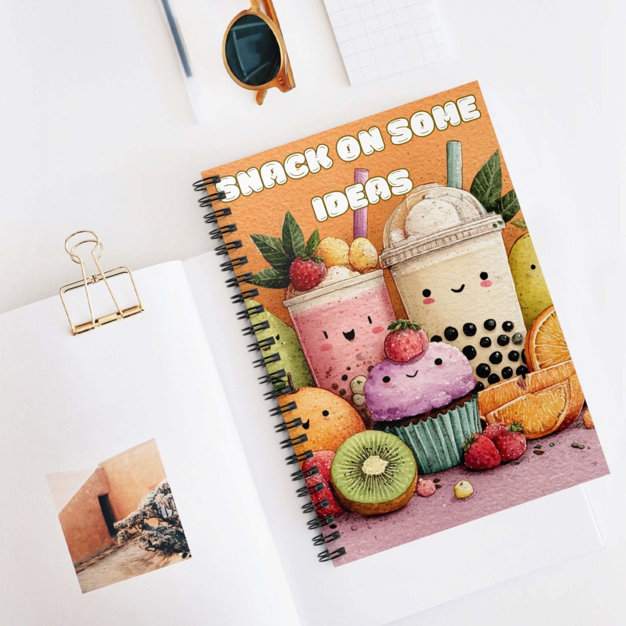 Kawaii Spiral Notebook with cute fruit and dessert designs for back to school