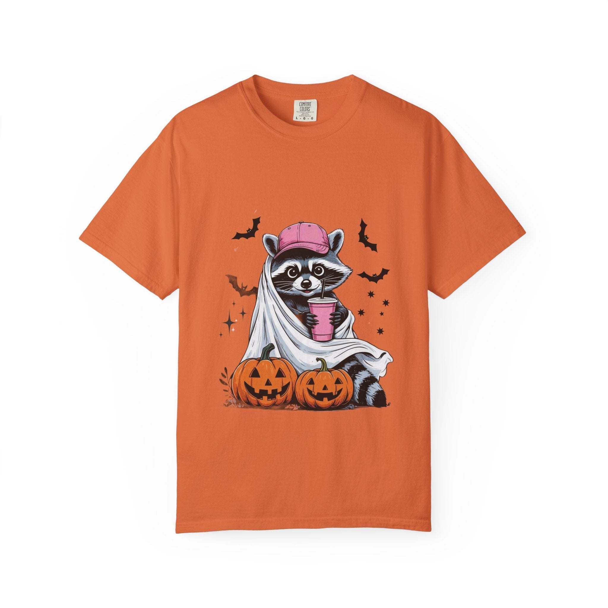 Raccoon Ghost Halloween T-shirt - TeninoVentures