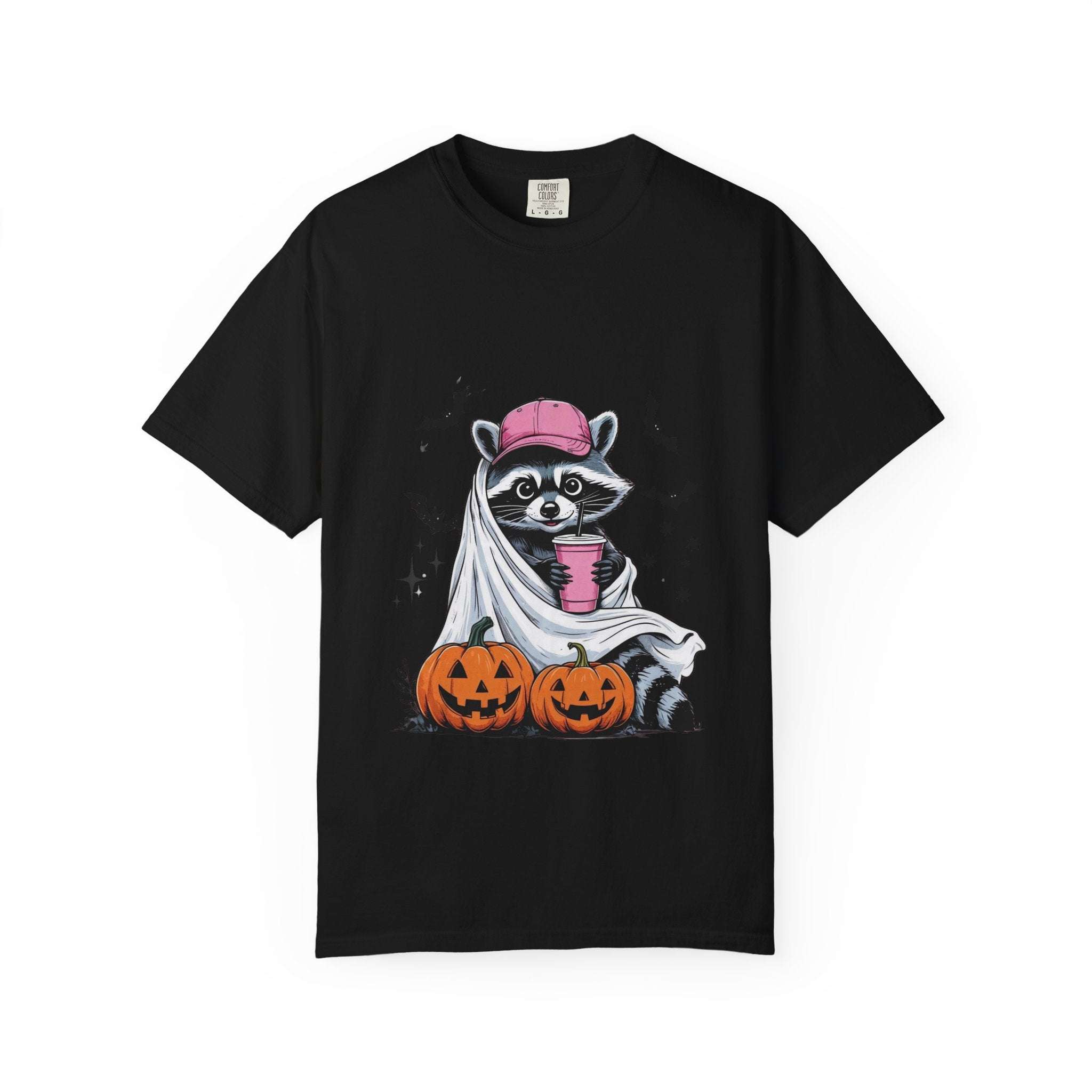 Raccoon Ghost Halloween T-shirt - TeninoVentures
