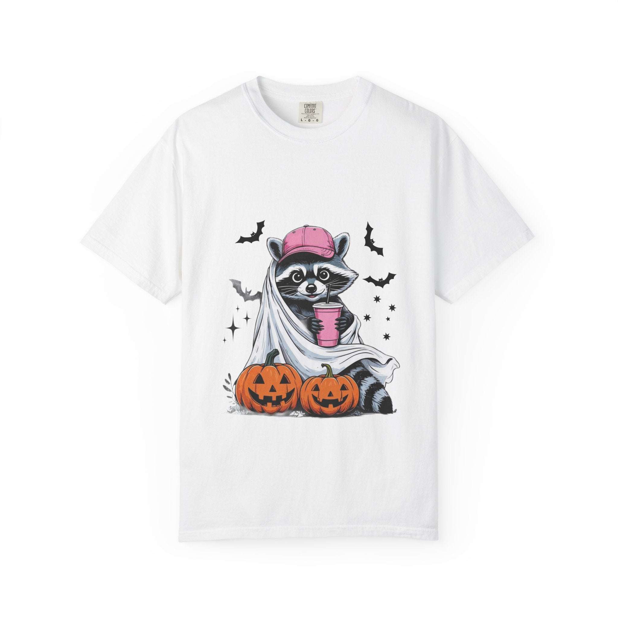 Raccoon Ghost Halloween T-shirt - TeninoVentures