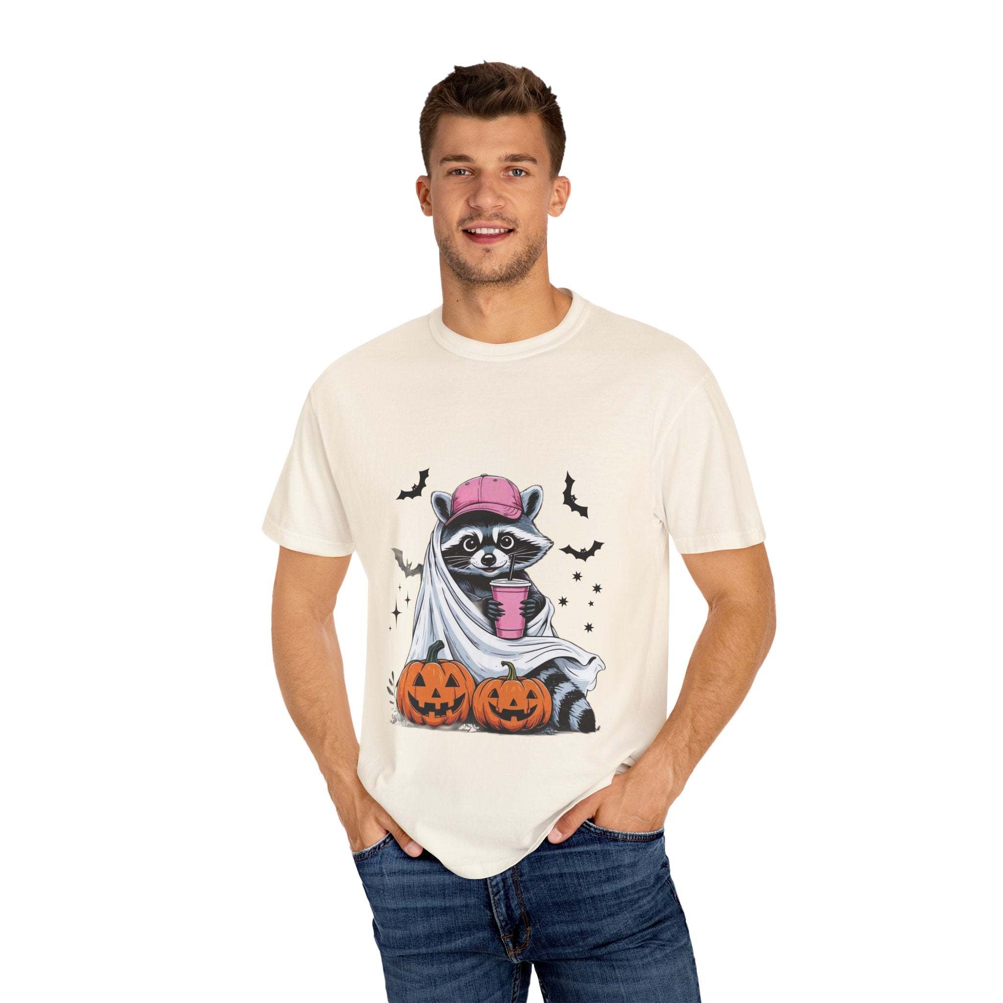 Raccoon Ghost Halloween T-shirt - TeninoVentures