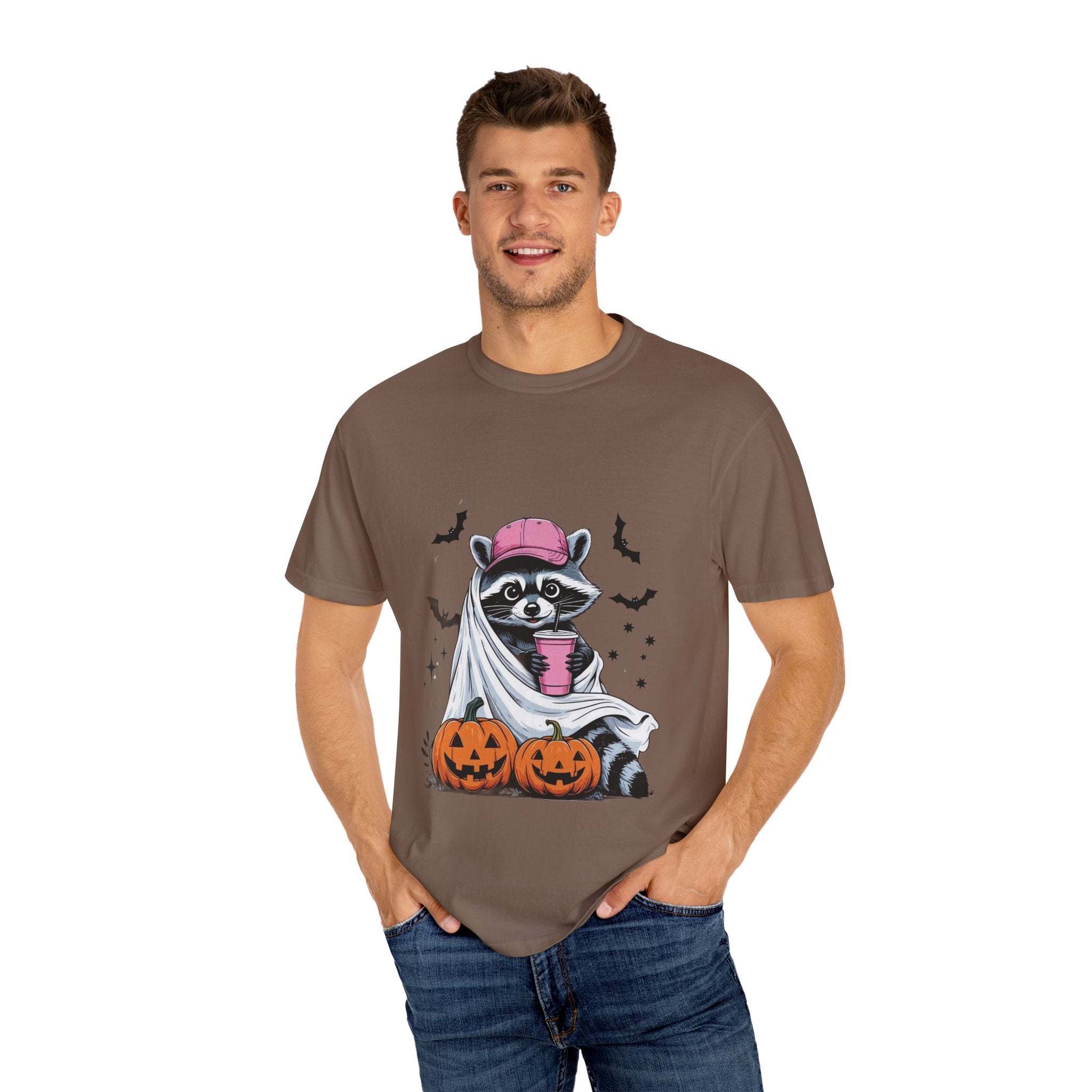 Raccoon Ghost Halloween T-shirt - TeninoVentures