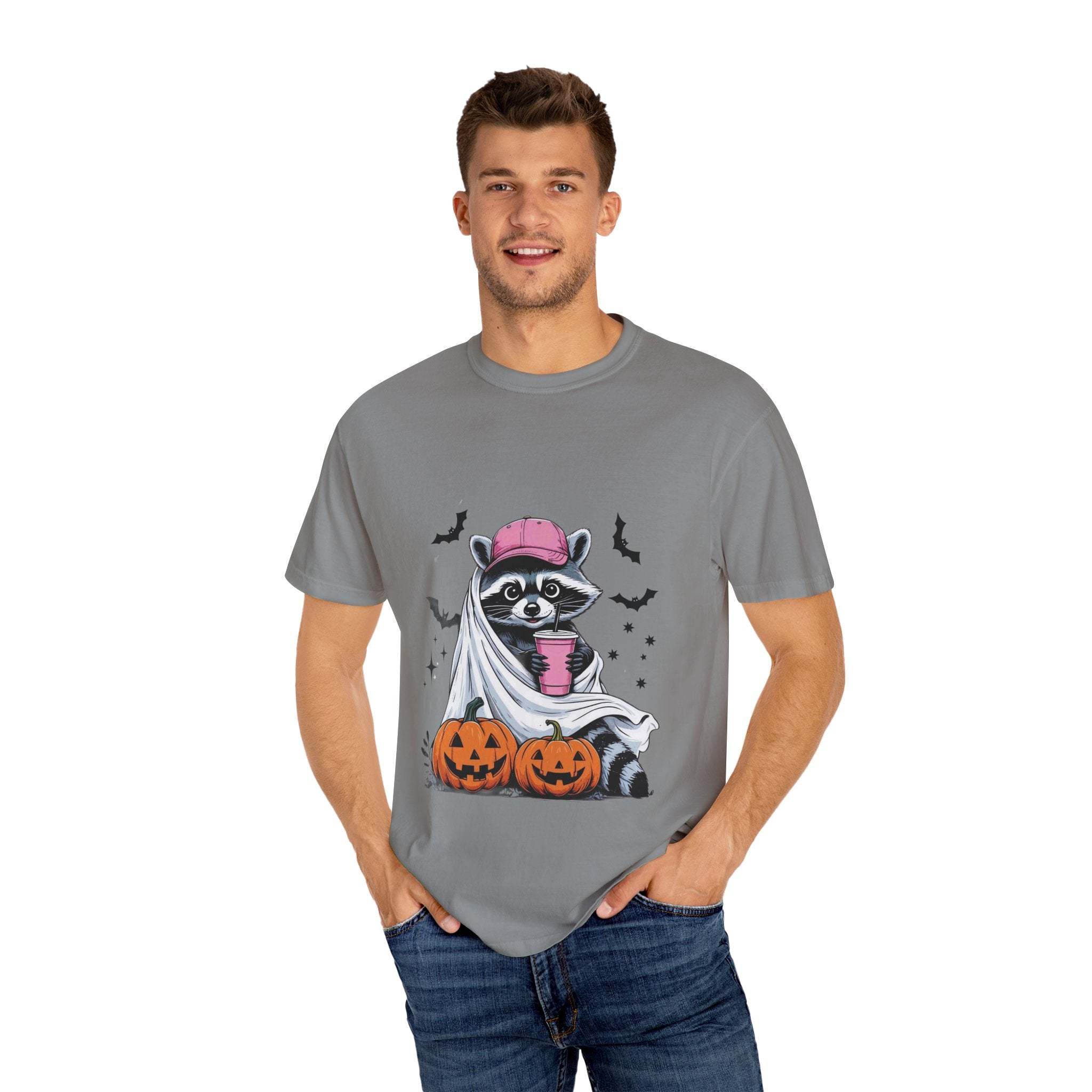 Raccoon Ghost Halloween T-shirt - TeninoVentures