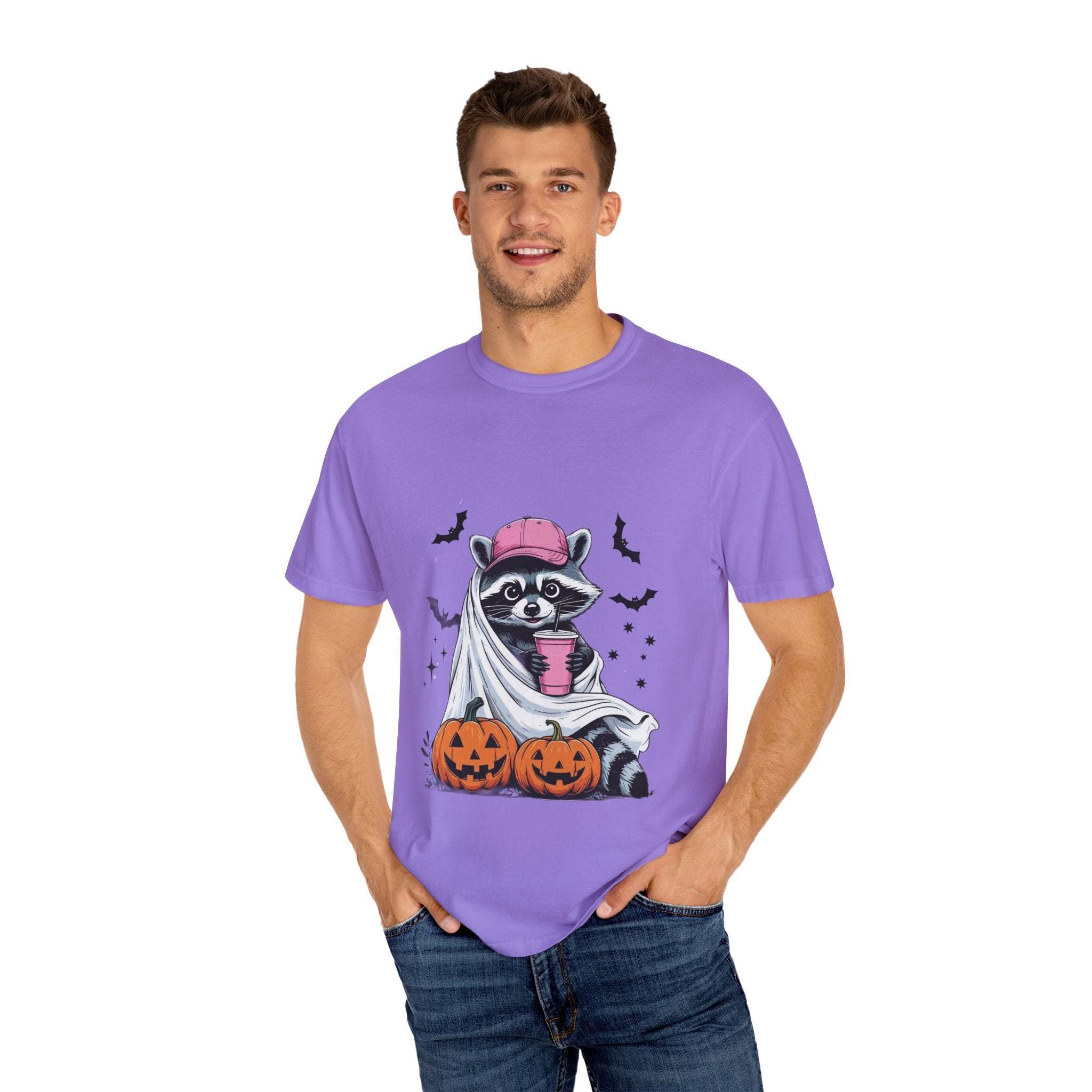 Raccoon Ghost Halloween T-shirt - TeninoVentures